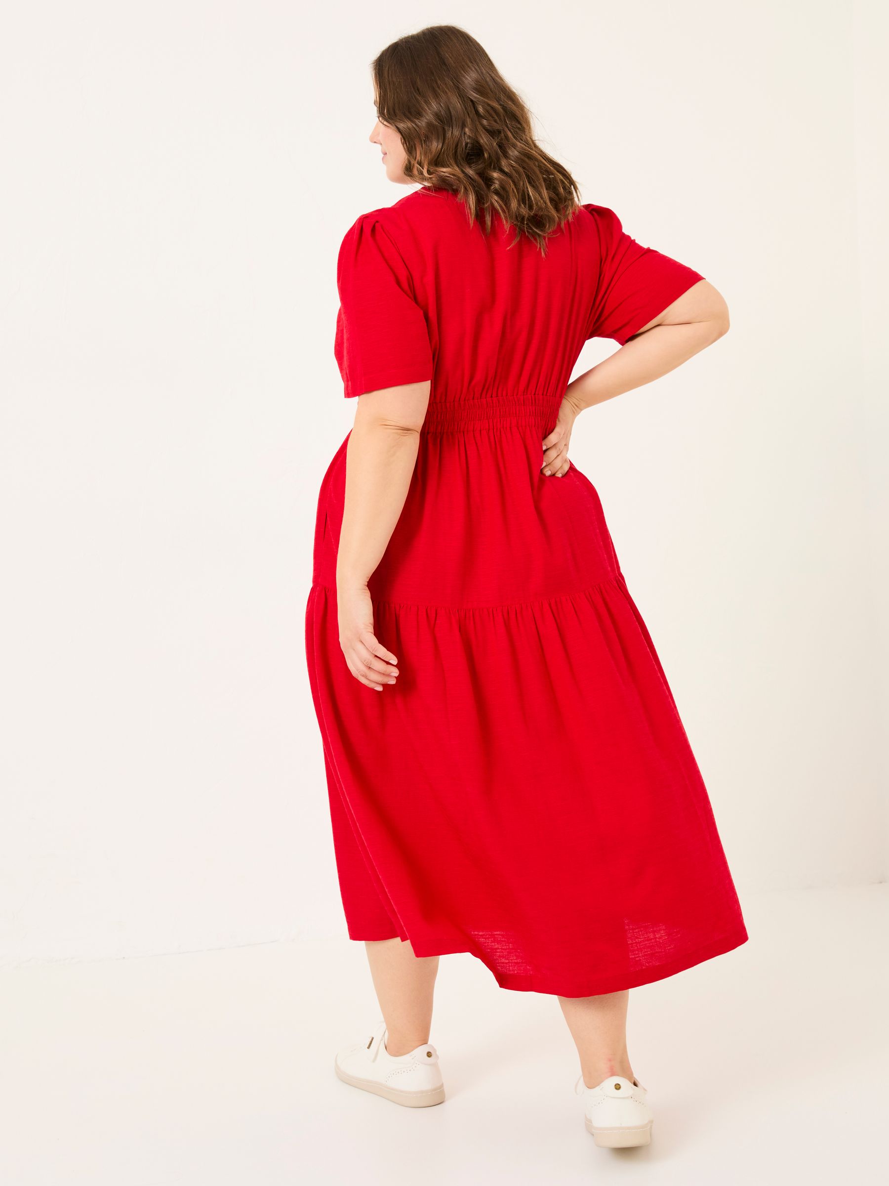 Bright Red Gigi Midi Dress - Image 6 of 9
