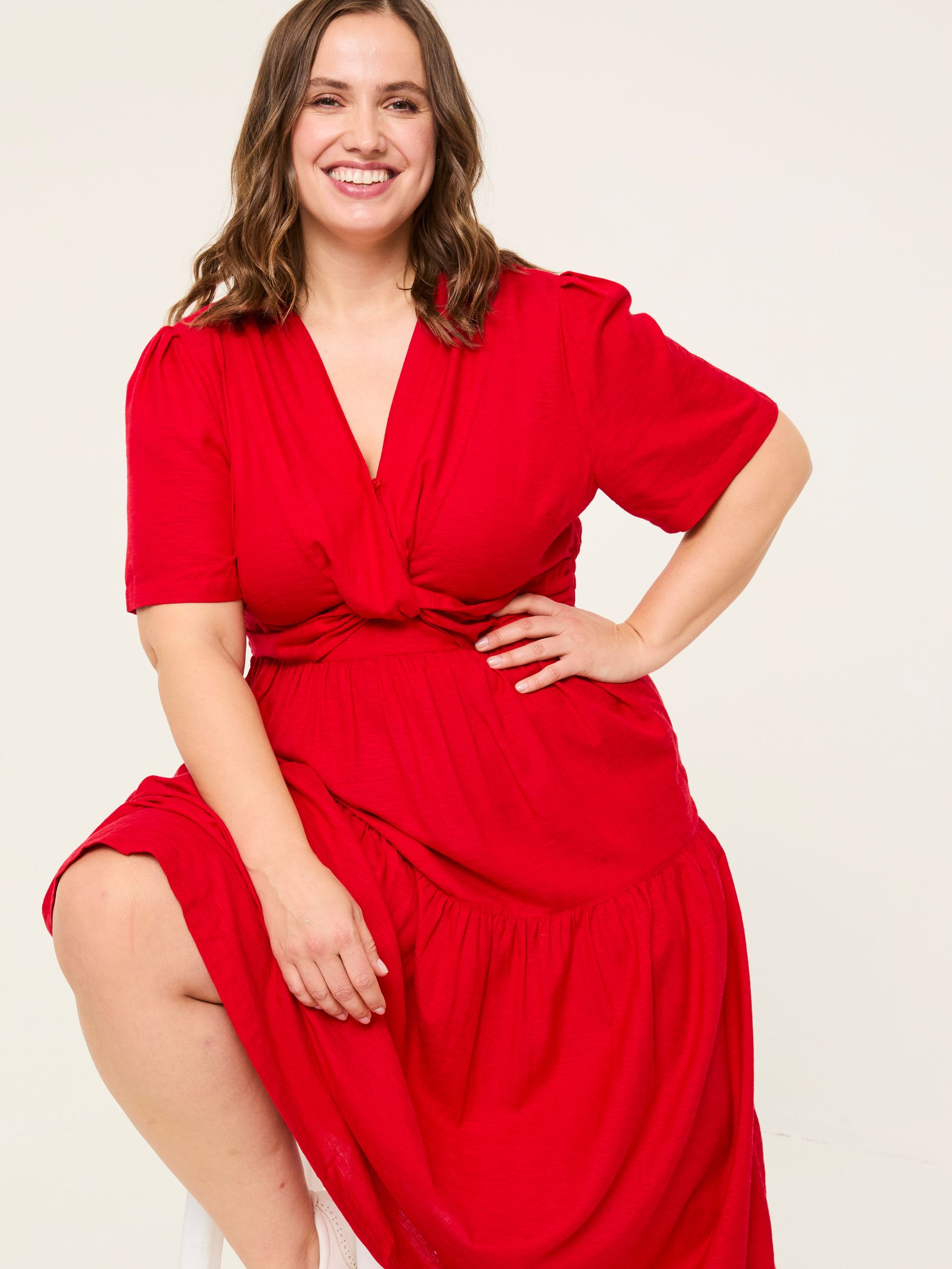 Bright Red Gigi Midi Dress - Image 7 of 9