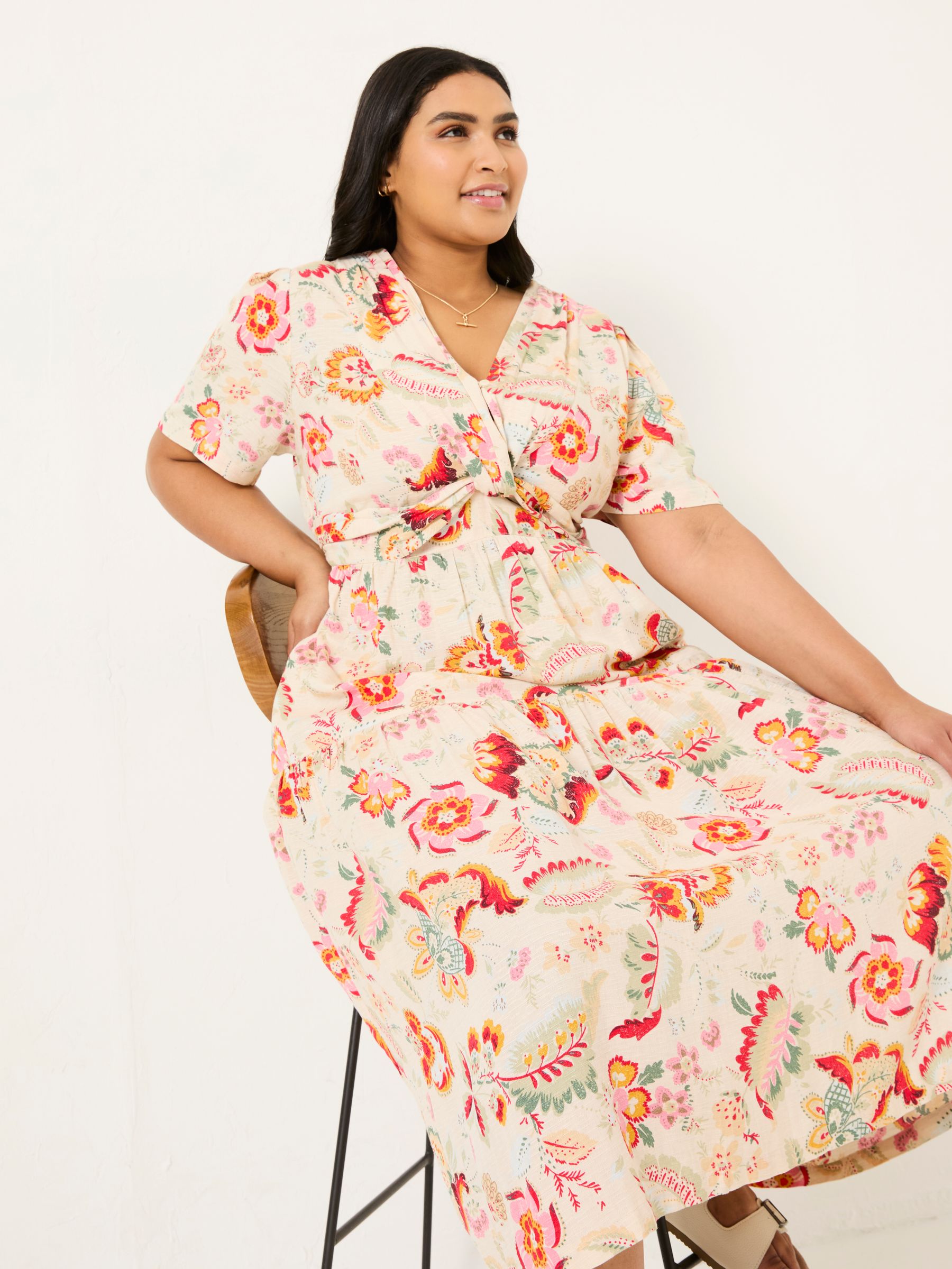 Cream Historical Floral Gigi Midi Dress | FatFace USA