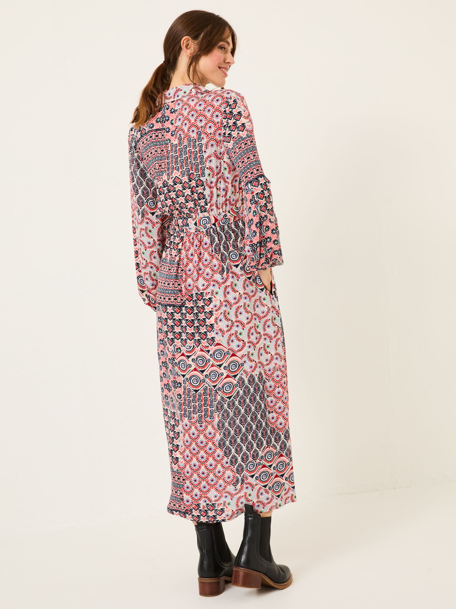 Pink Geo Scheana Midi Dress - Image 3 of 10