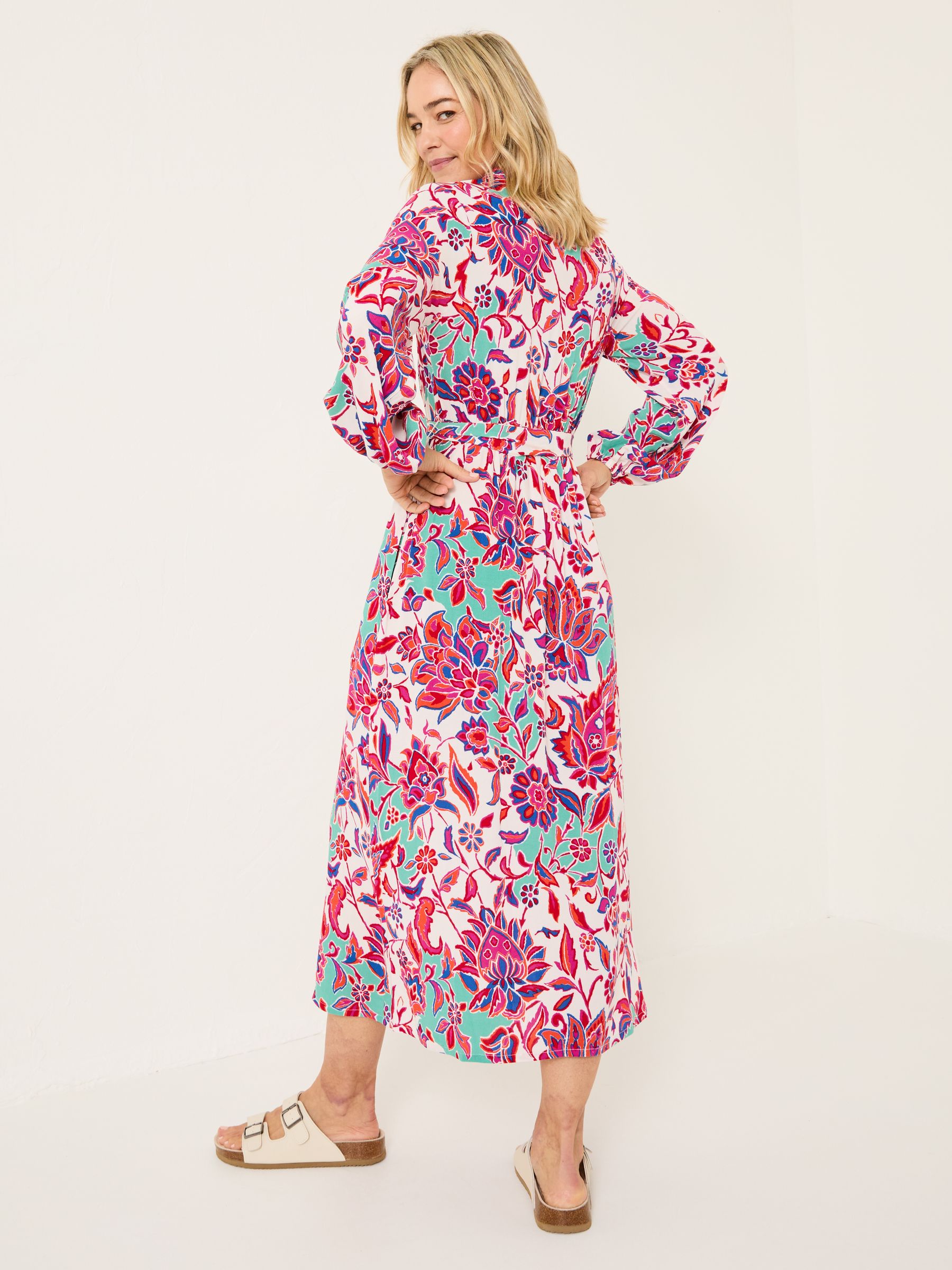 Scheana Pink Floral Midi Dress - Image 3 of 6