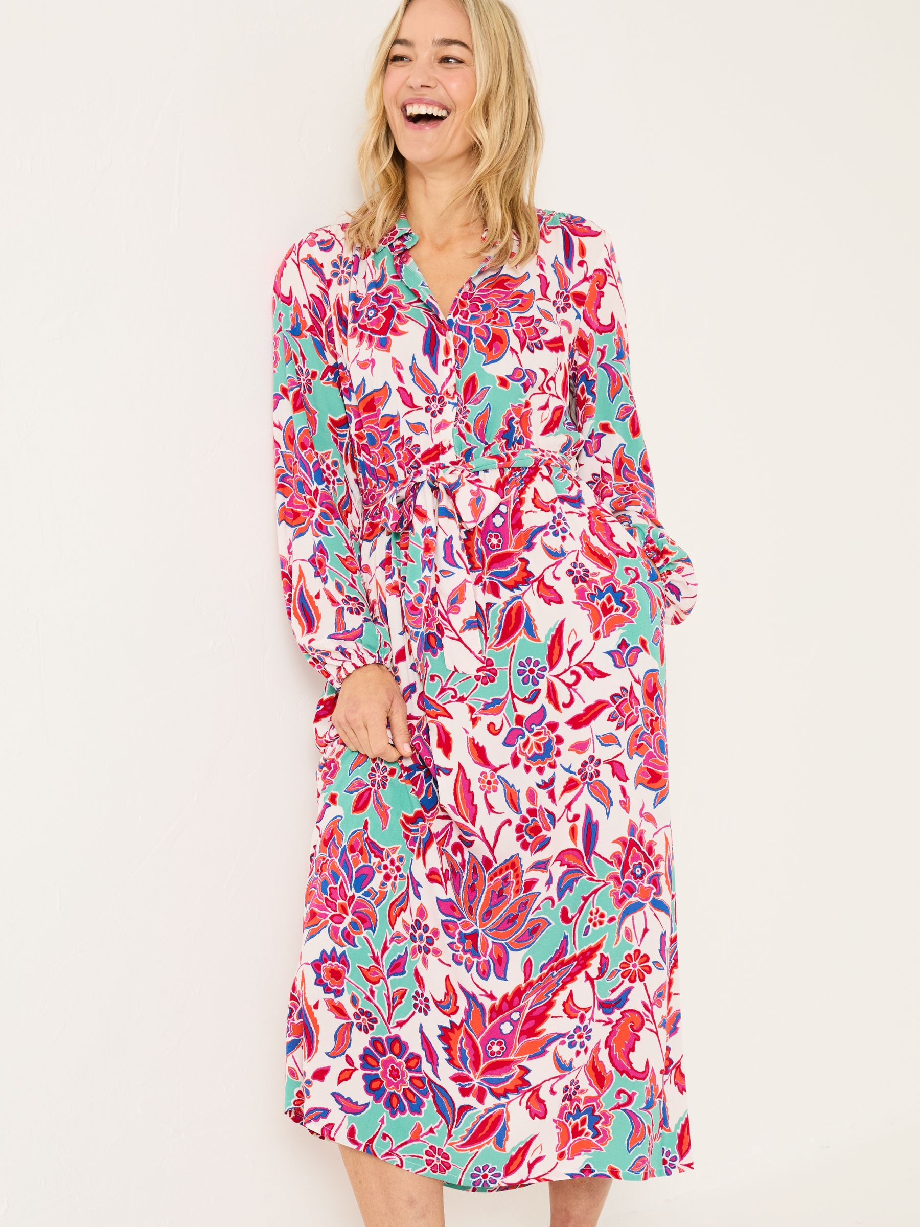 Scheana Pink Floral Midi Dress - Image 4 of 6