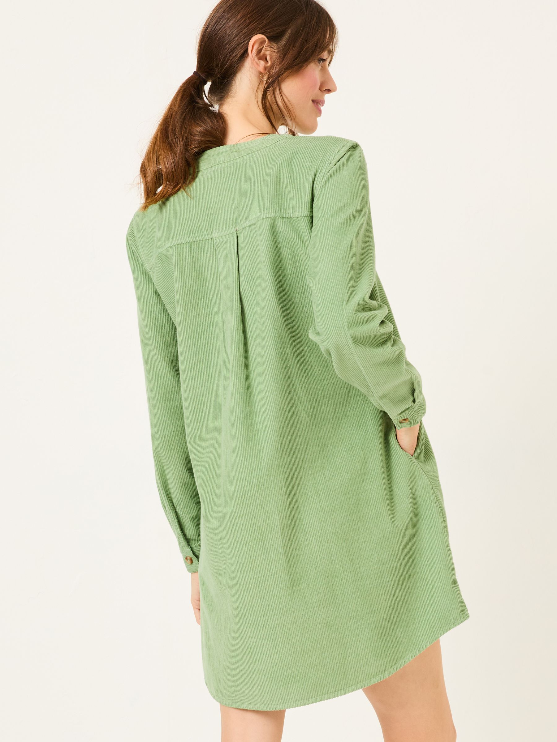 Olive Green Aida 100% Cotton Cord Tunic Dress - Image 2 of 6