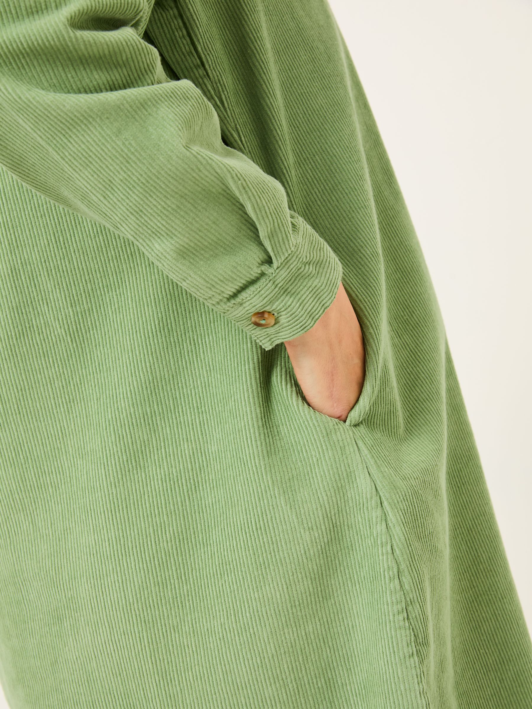 Olive Green Aida 100% Cotton Cord Tunic Dress - Image 4 of 6