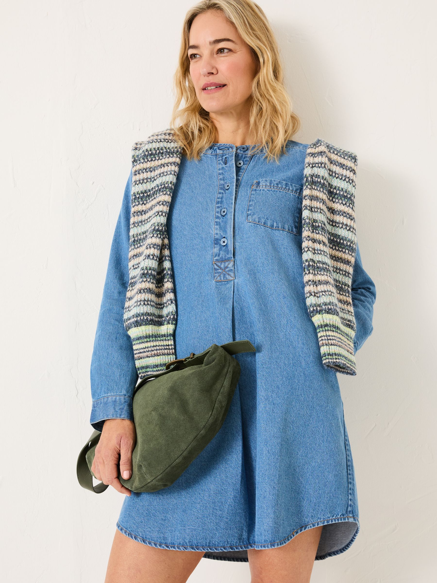 Blue Denim Aida 100% Cotton Cord Tunic Dress - Image 4 of 10