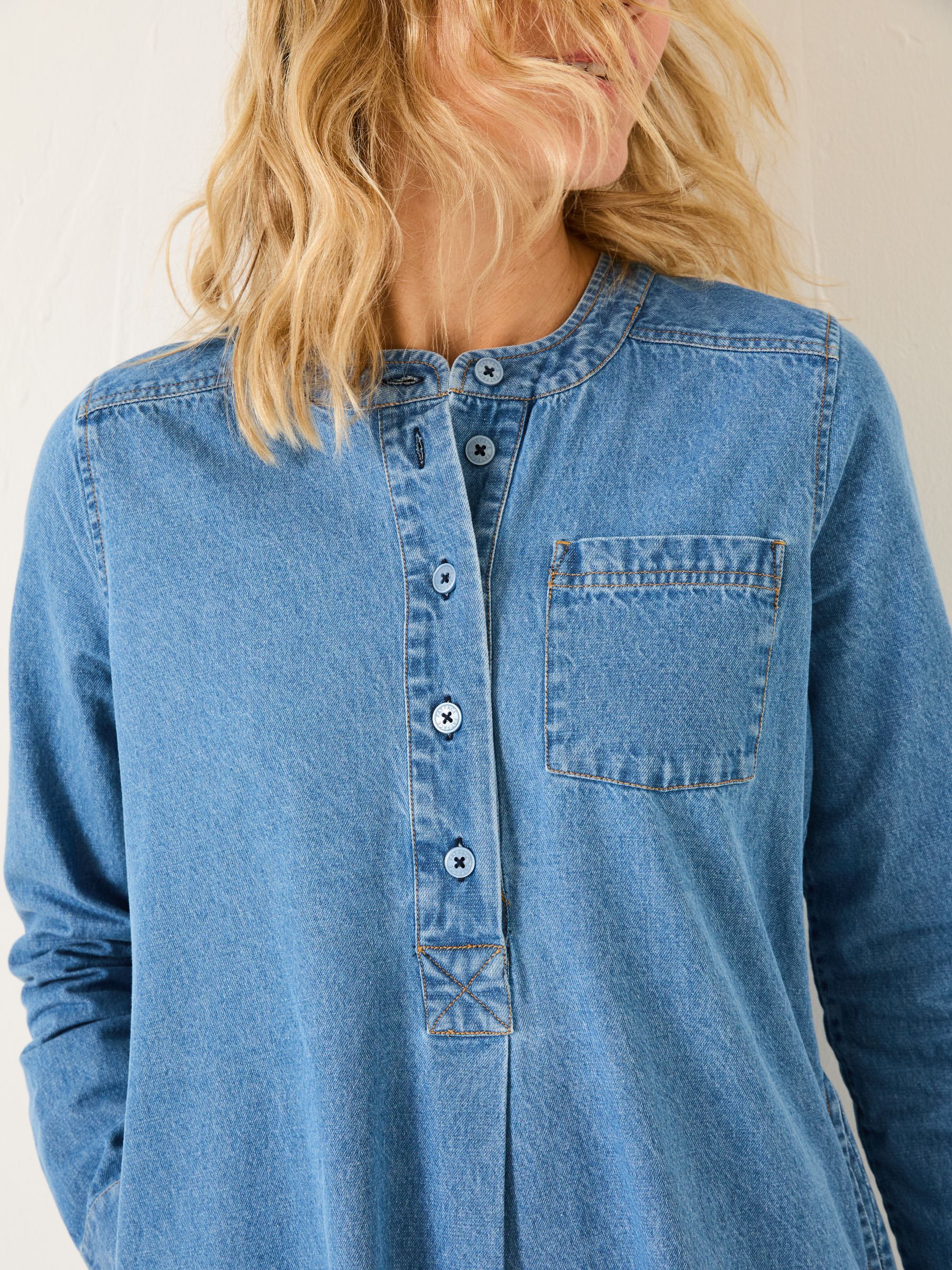 Blue Denim Aida 100% Cotton Cord Tunic Dress - Image 5 of 10