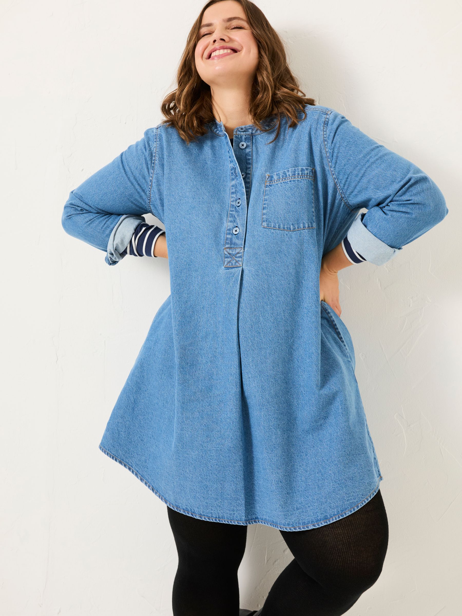 Blue Denim Aida 100% Cotton Cord Tunic Dress - Image 6 of 10