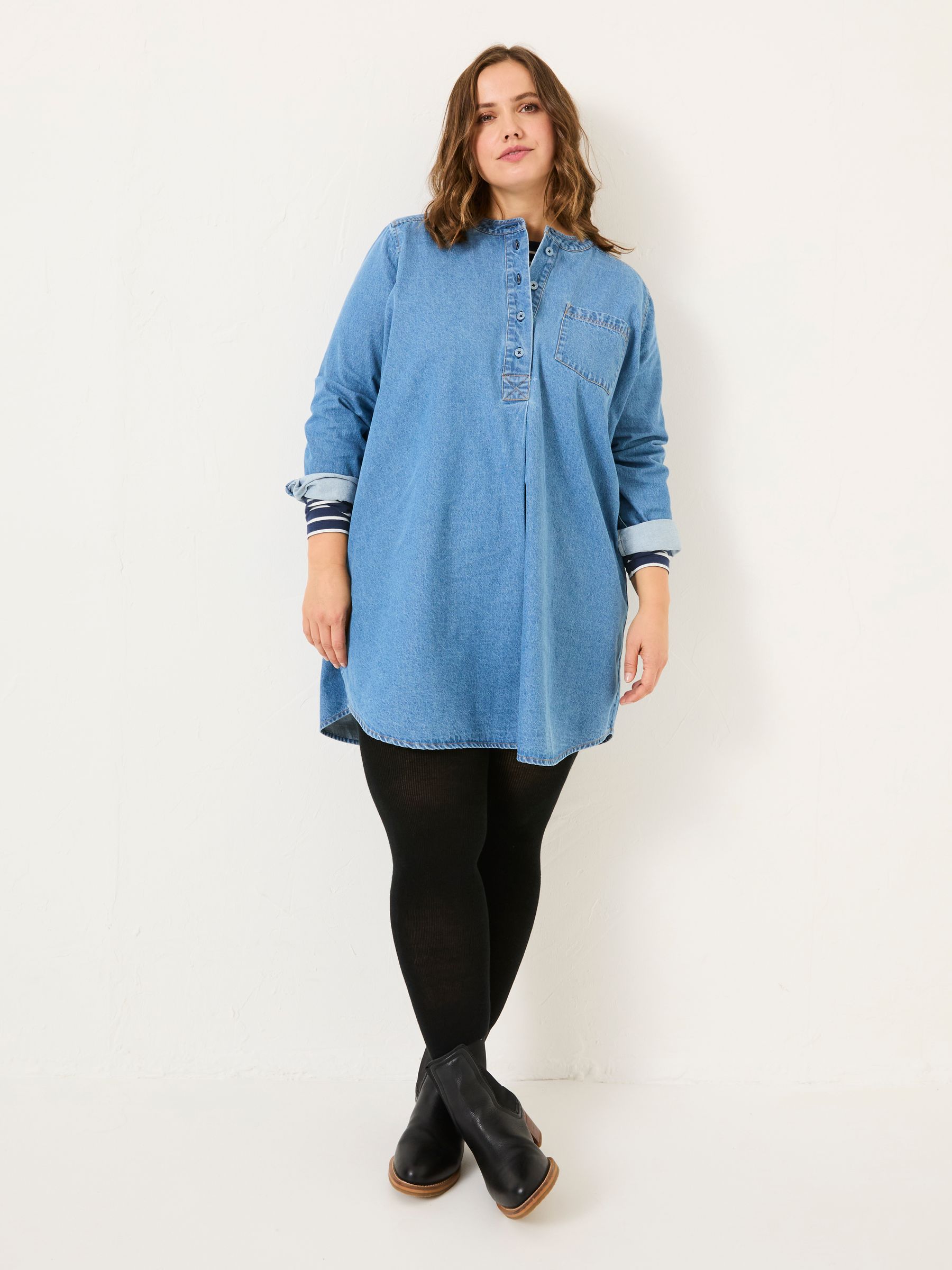 Blue Denim Aida 100% Cotton Cord Tunic Dress - Image 8 of 10