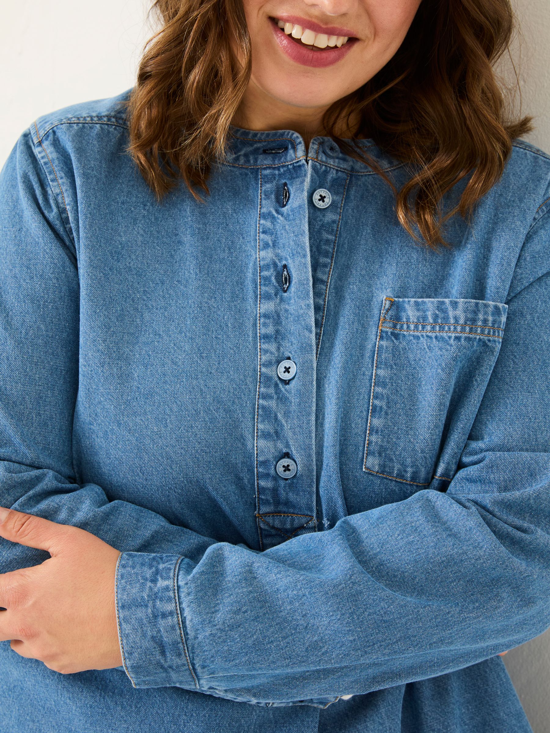 Blue Denim Aida 100% Cotton Cord Tunic Dress - Image 9 of 10