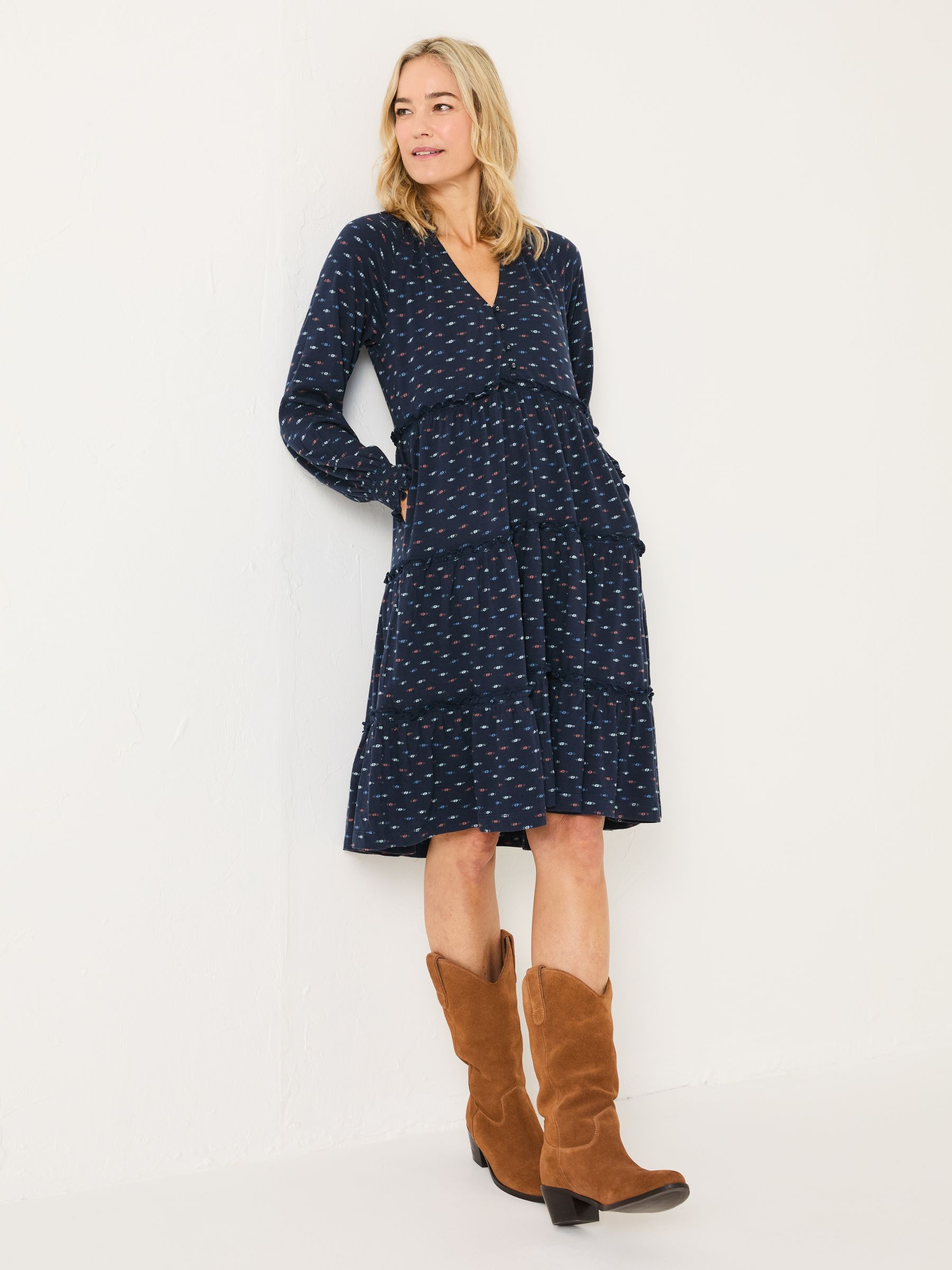 Navy Ivana Jersey 100% Cotton Dress - Image 1 of 10