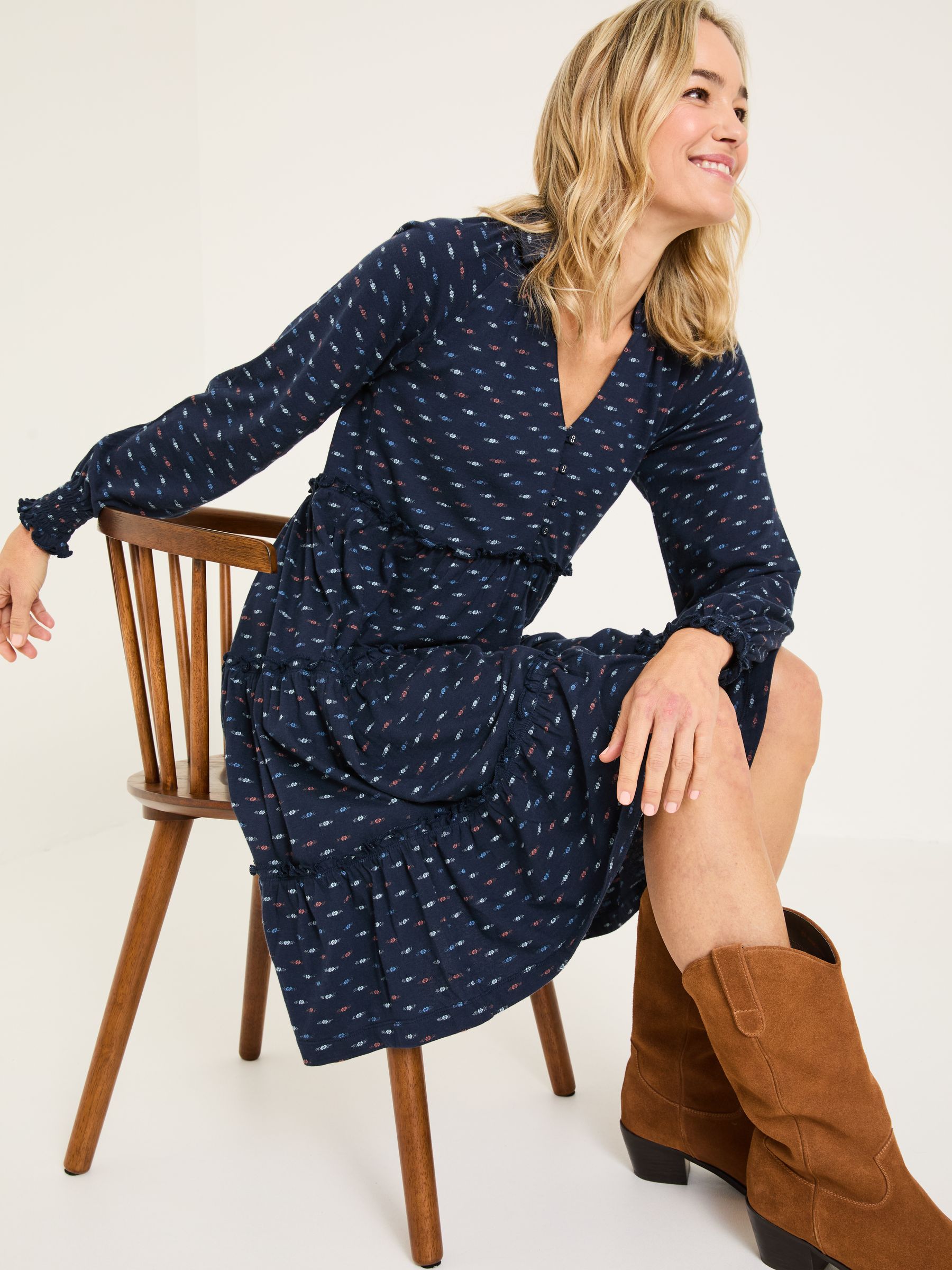 Navy Ivana Jersey 100% Cotton Dress - Image 3 of 10