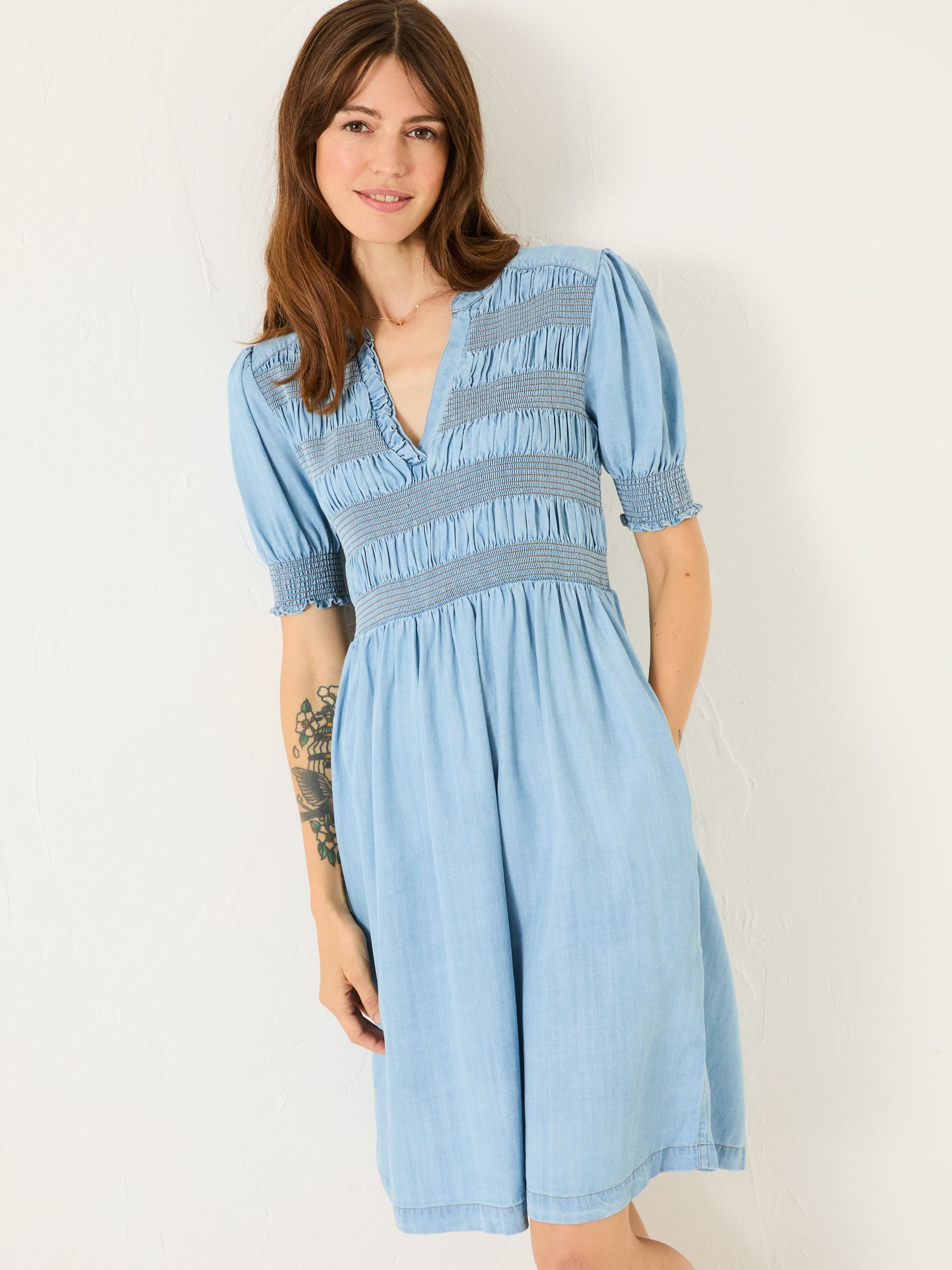 denim dress fat face Jess Indigo Blue Regular Denim Midi Dress