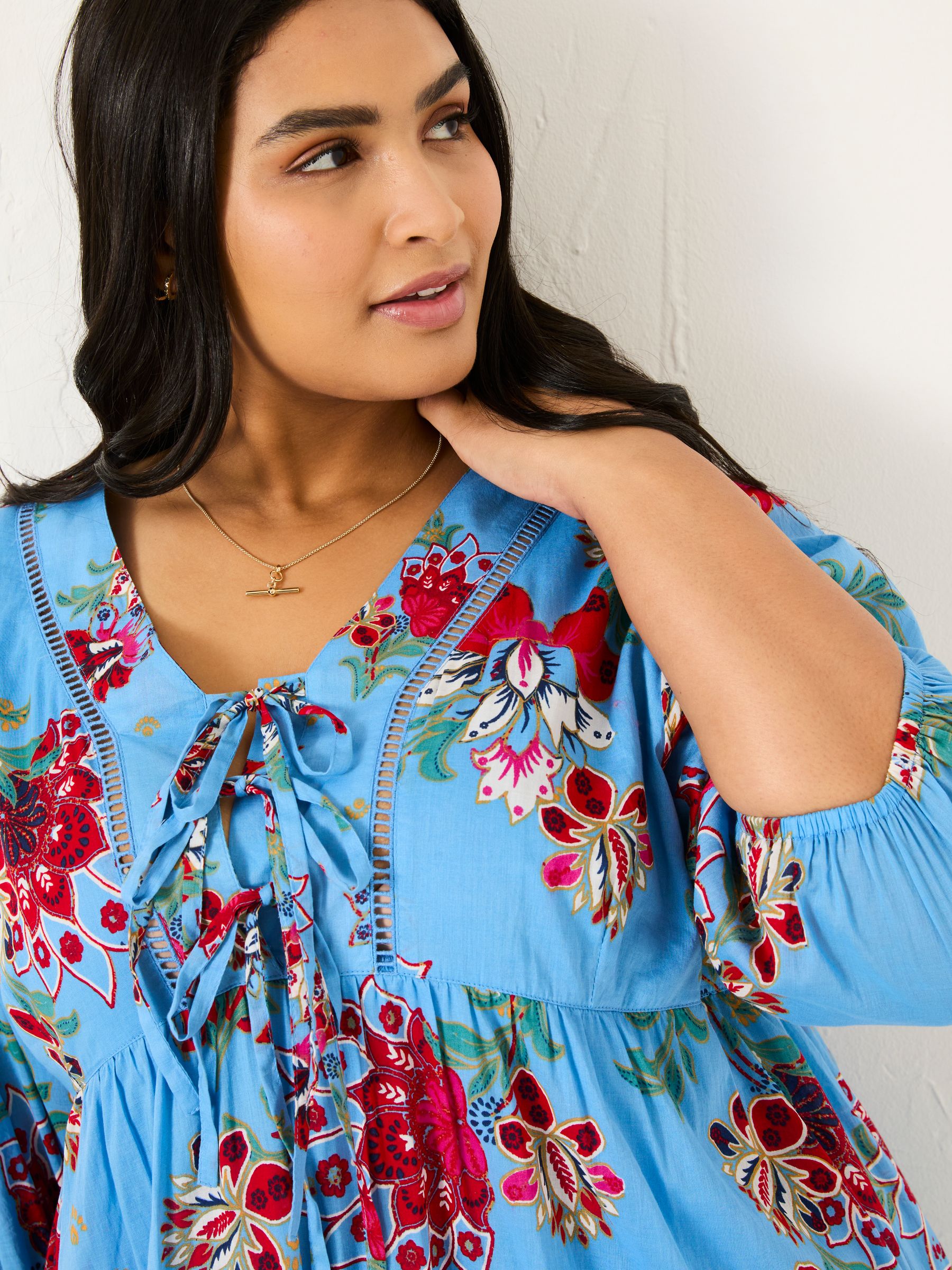 Bright Blue 100% Cotton Frankie Maxi Dress - Image 11 of 13