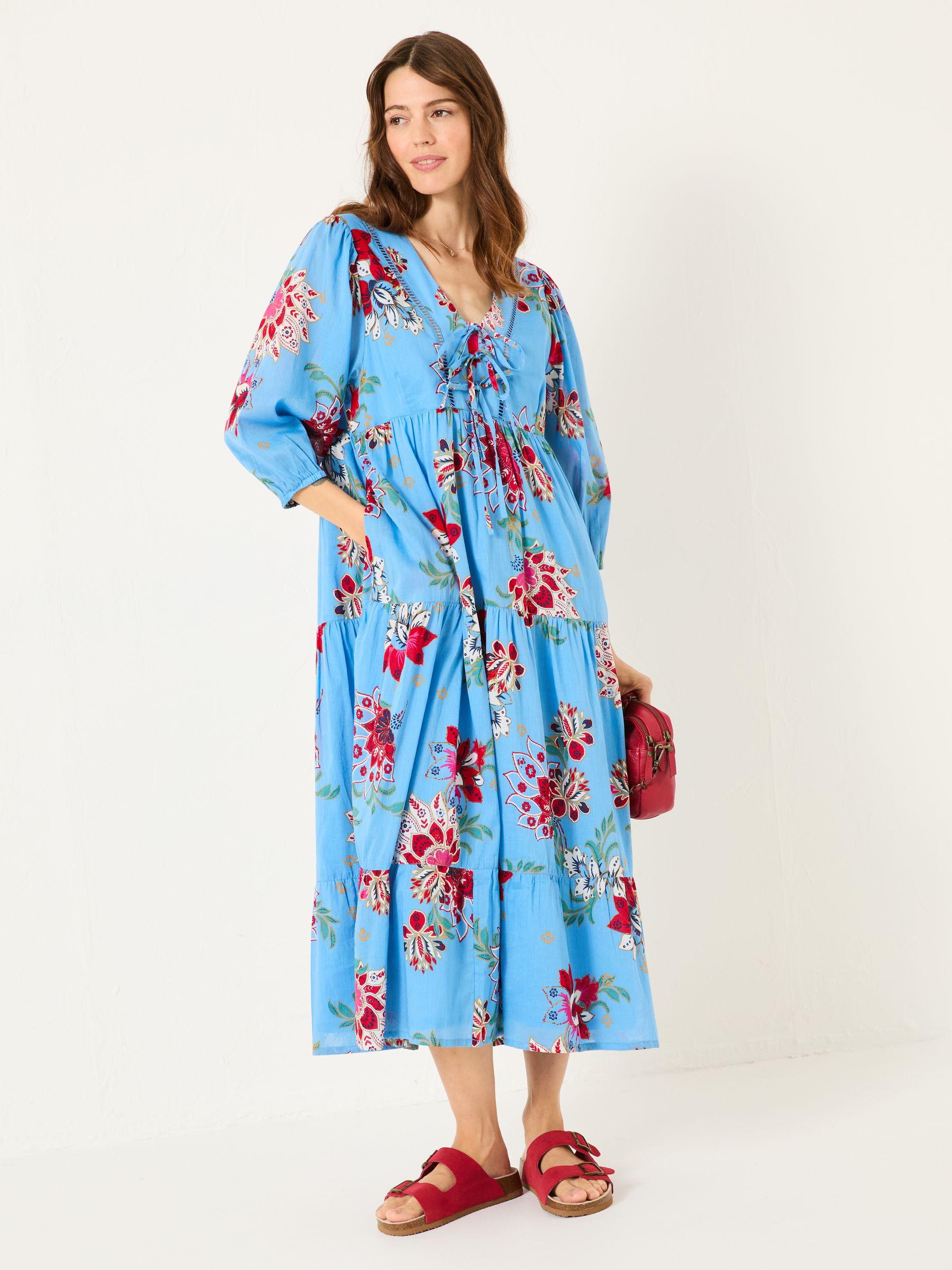 Bright Blue 100% Cotton Frankie Maxi Dress - Image 2 of 13