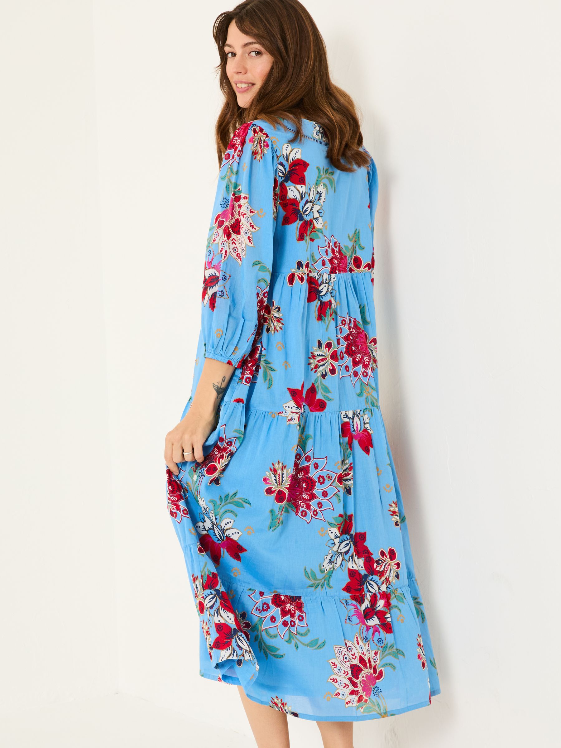 Bright Blue 100% Cotton Frankie Maxi Dress - Image 3 of 13
