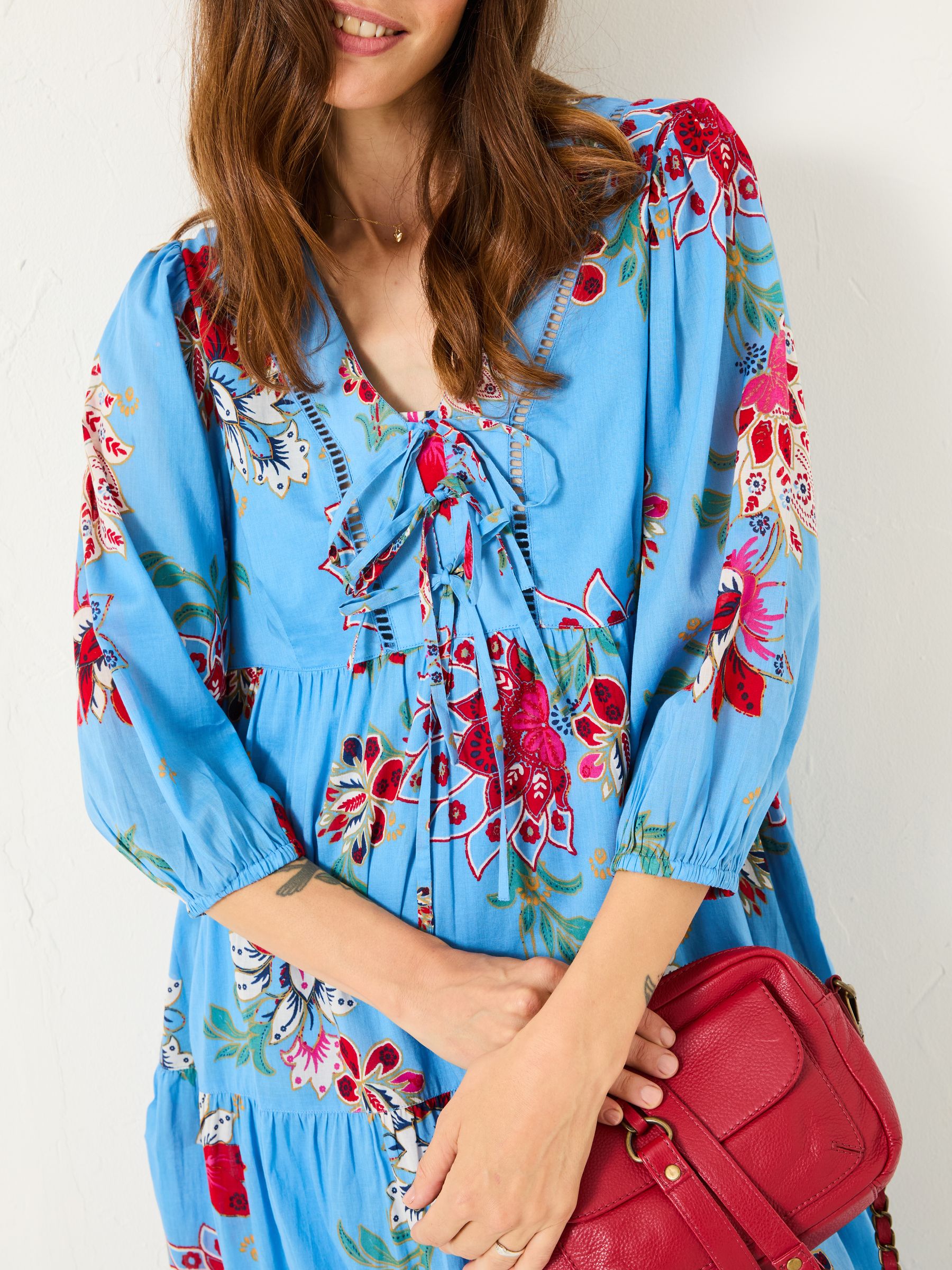 Bright Blue 100% Cotton Frankie Maxi Dress - Image 6 of 13