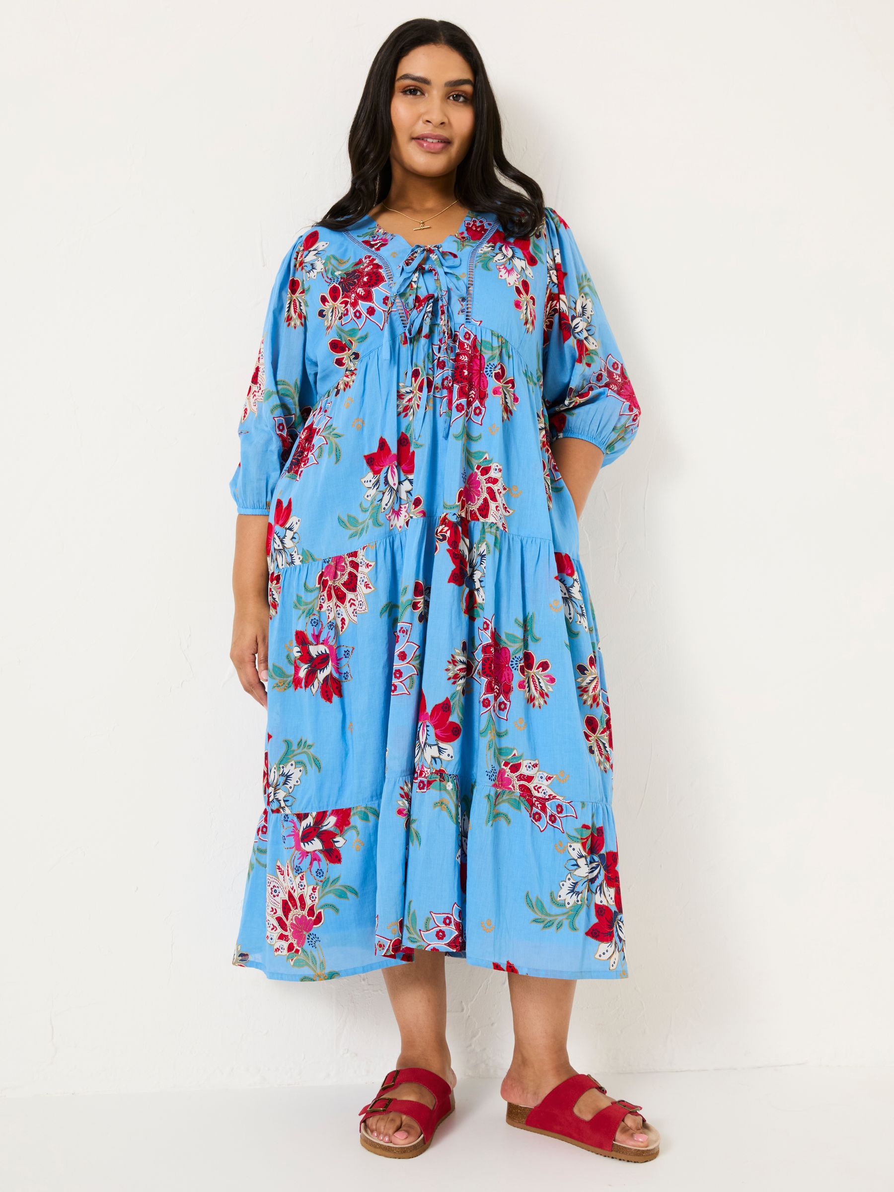 Bright Blue 100% Cotton Frankie Maxi Dress - Image 7 of 13