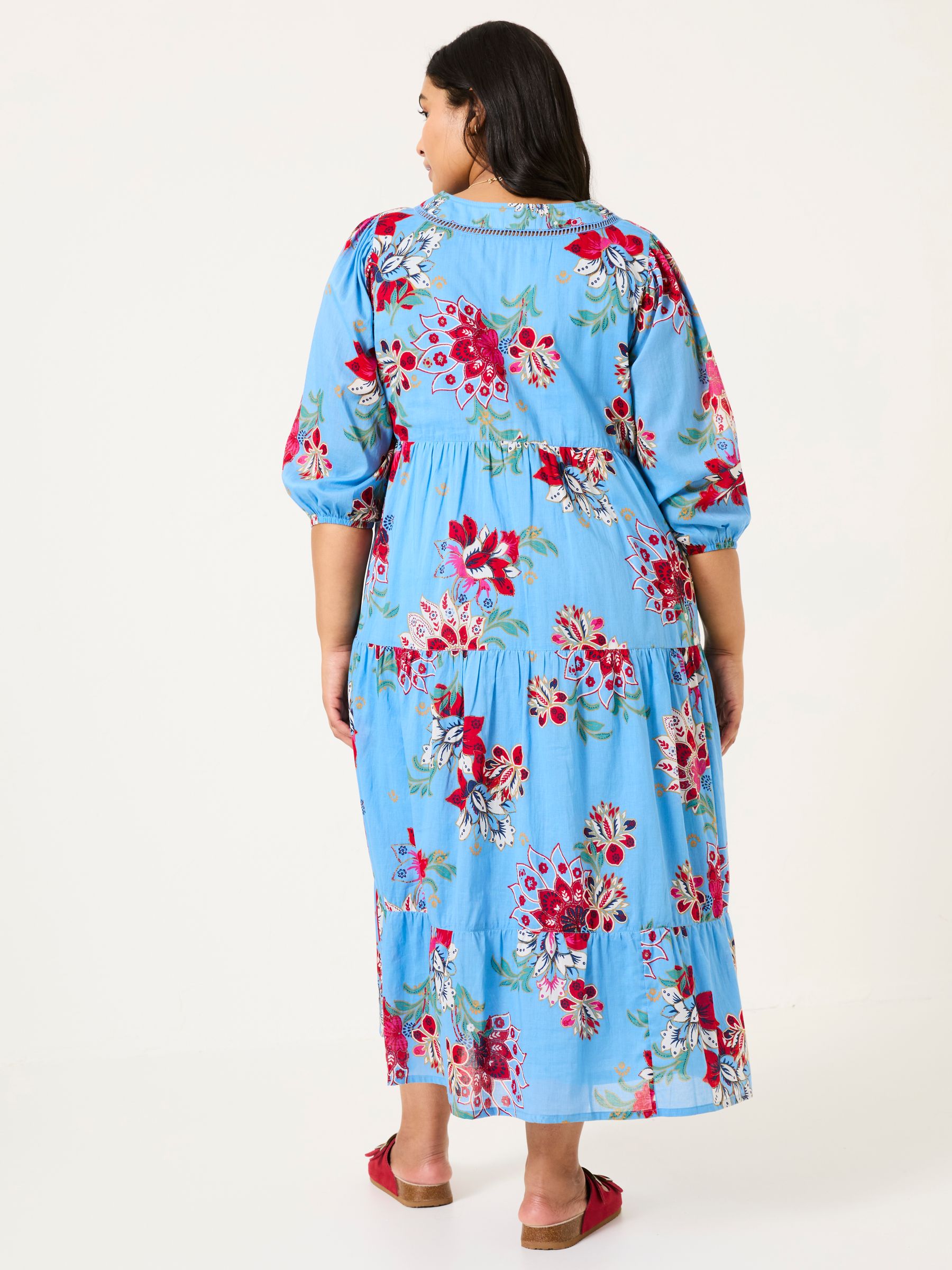 Bright Blue 100% Cotton Frankie Maxi Dress - Image 8 of 13