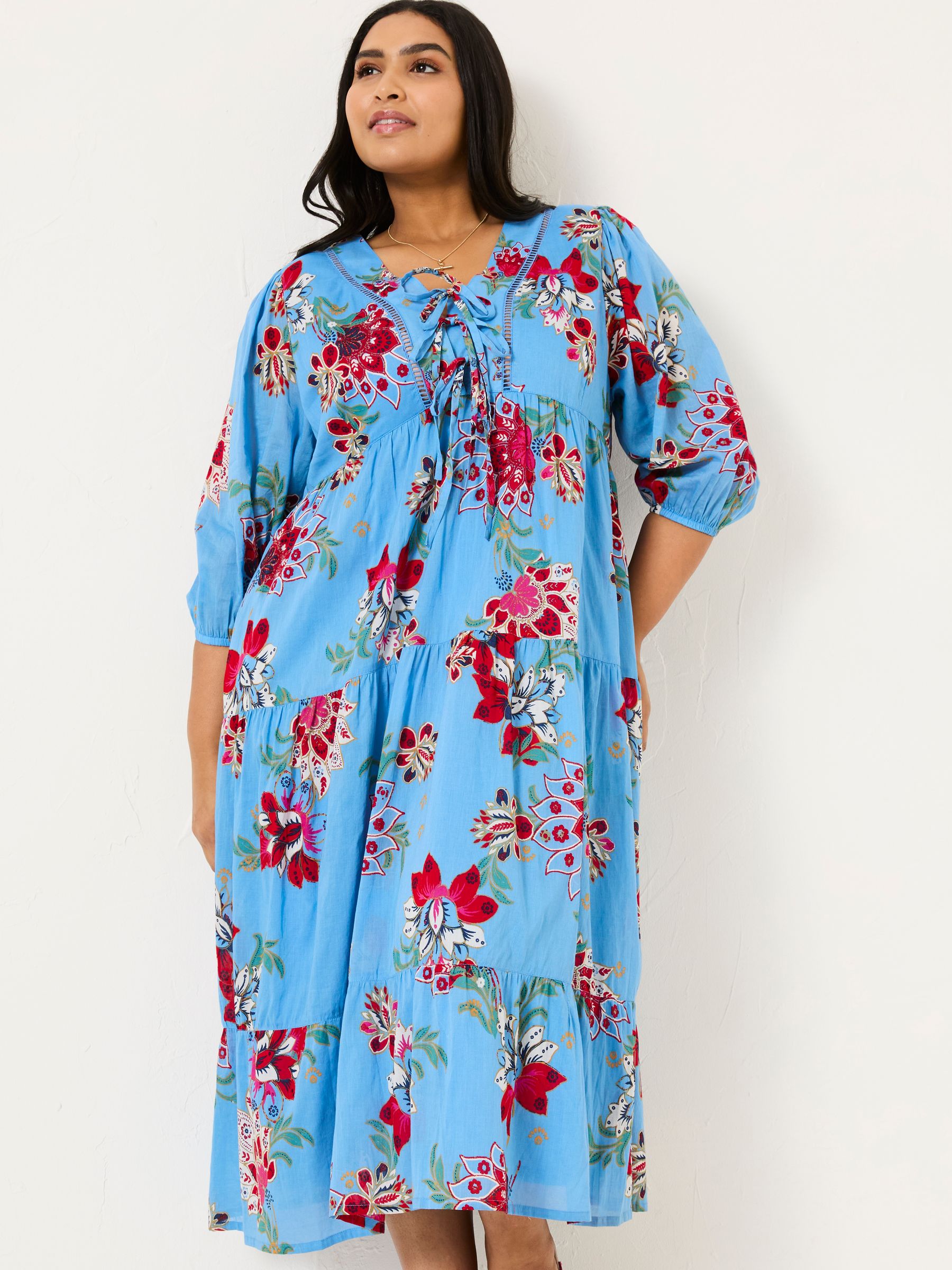 Bright Blue 100% Cotton Frankie Maxi Dress - Image 9 of 13