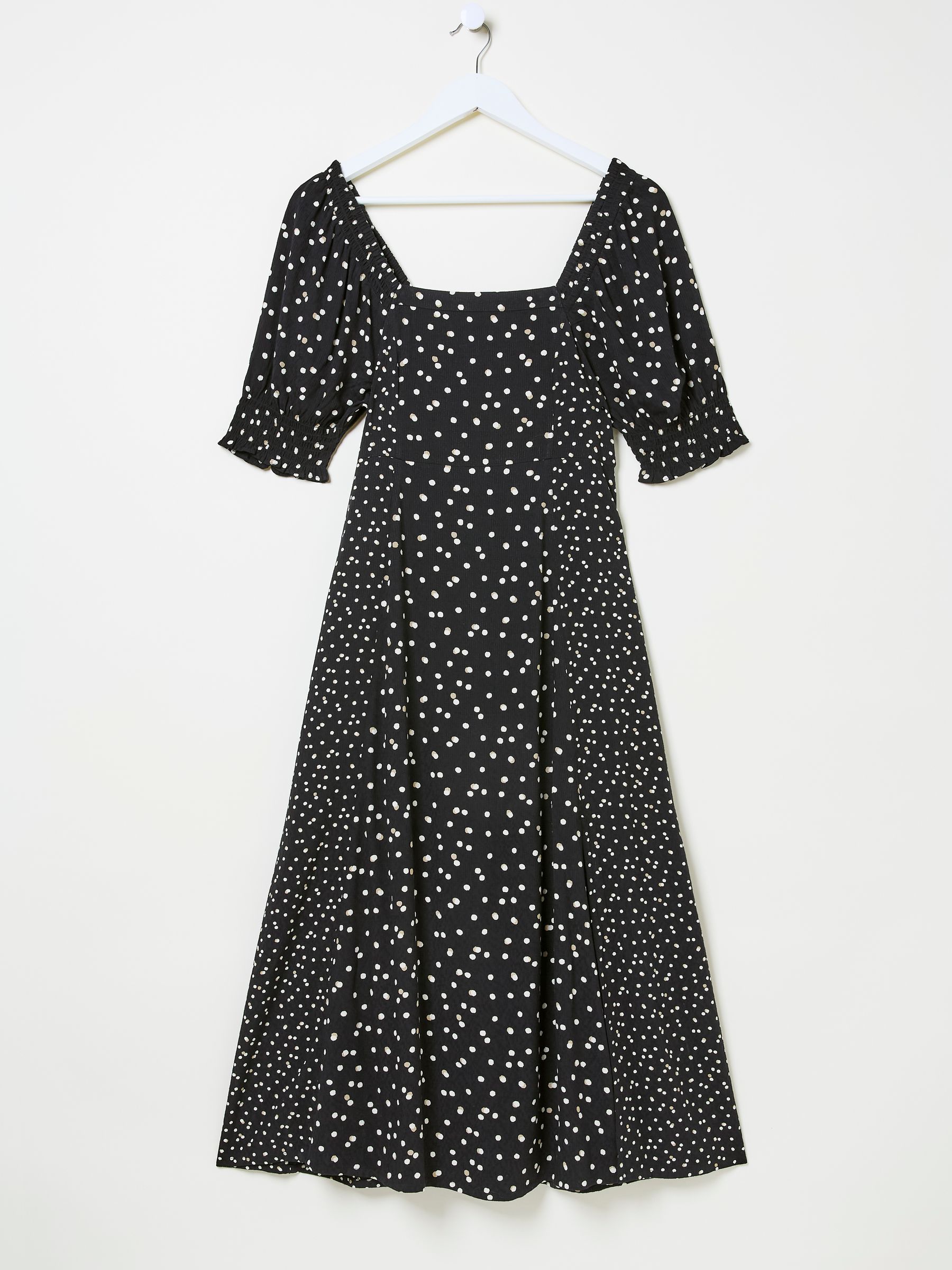 Black Bloom Polka Dot Midi Dress - Image 9 of 9