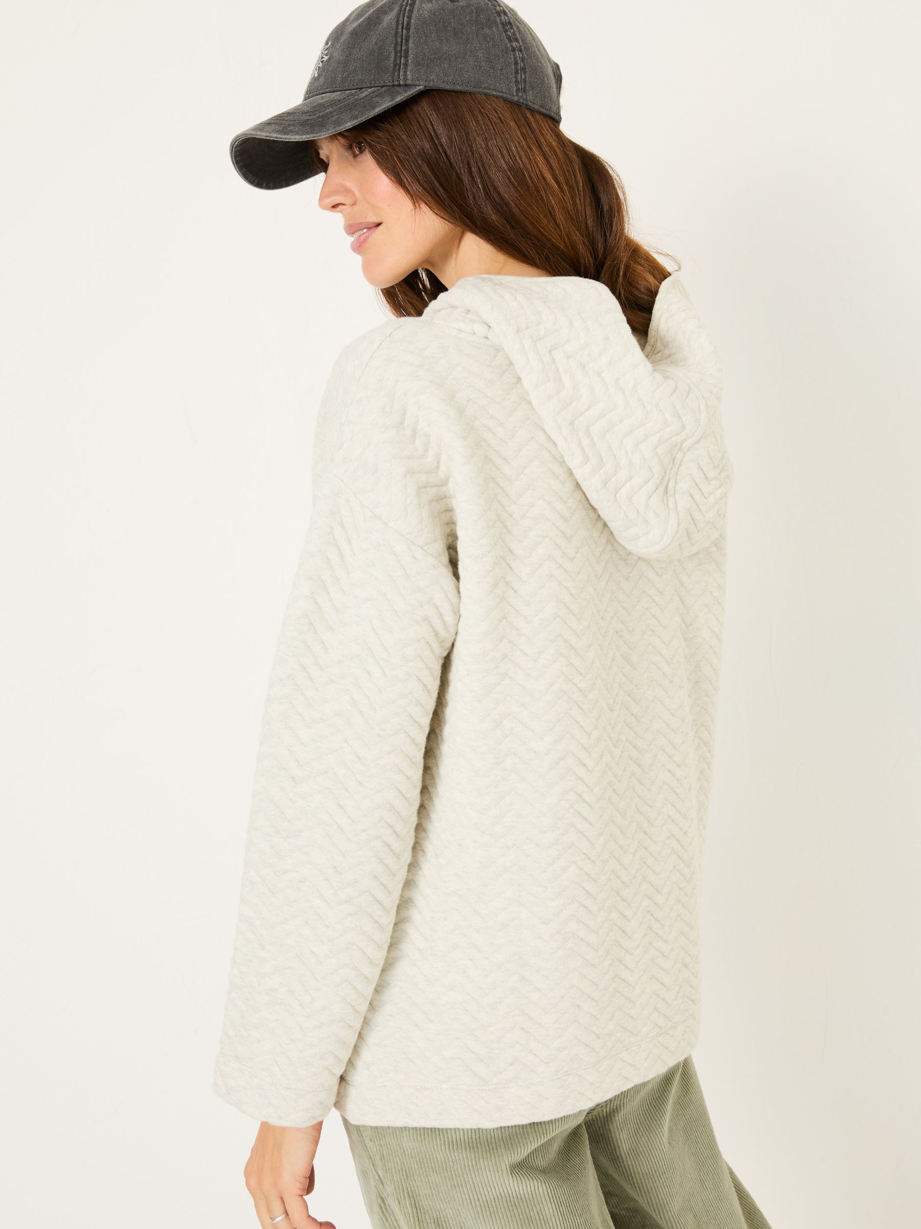 Grey Quilted Overhead 100% Cotton Hoodie - Image 2 of 8