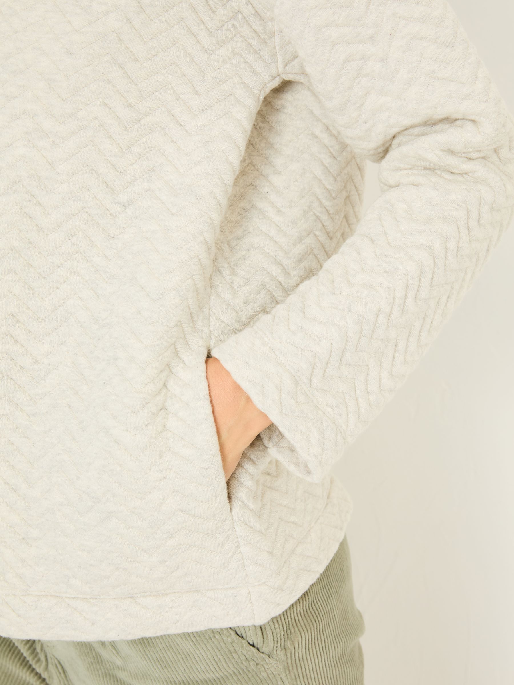 Grey Quilted Overhead 100% Cotton Hoodie - Image 3 of 8