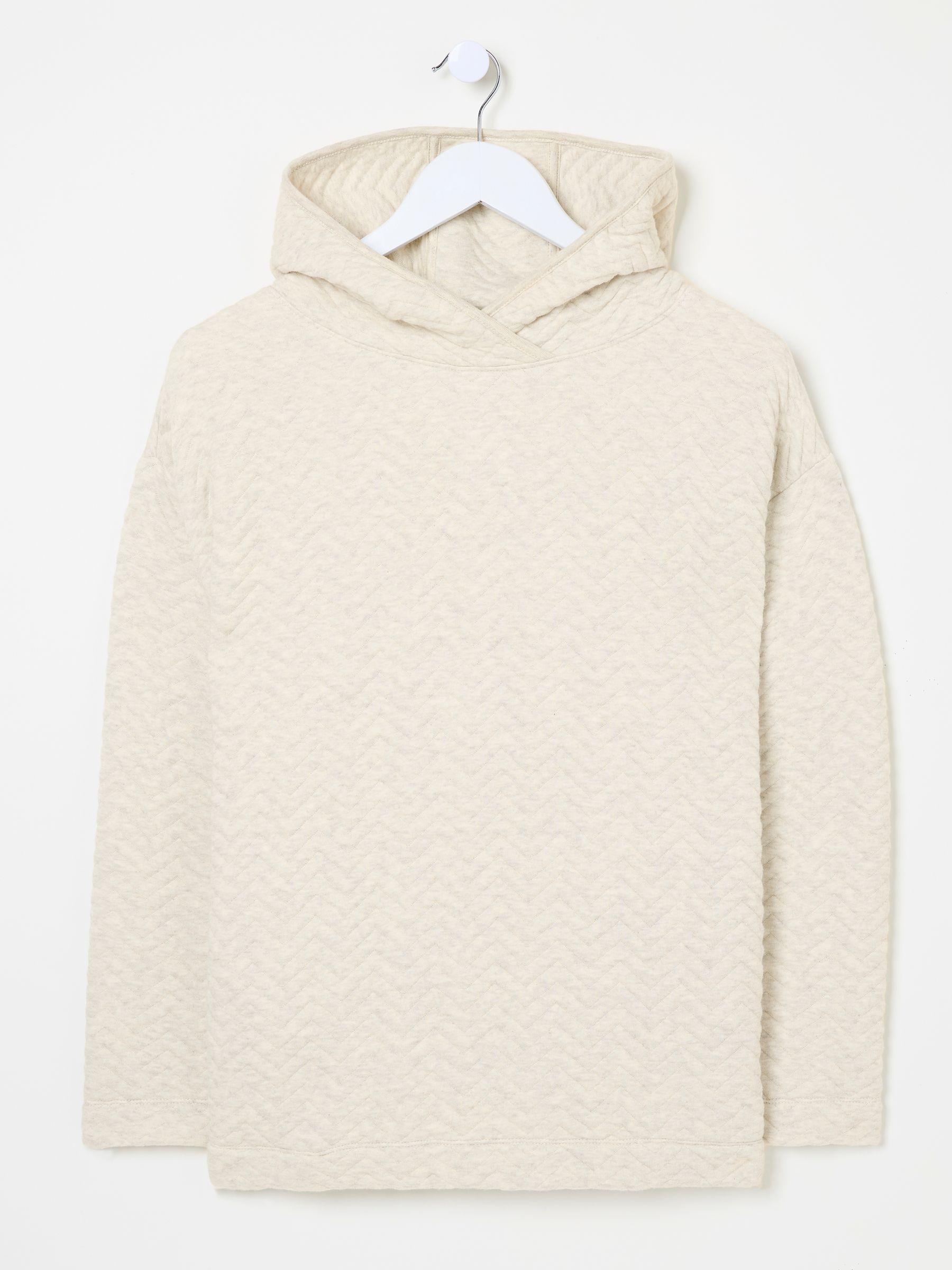 Grey Quilted Overhead 100% Cotton Hoodie - Image 8 of 8