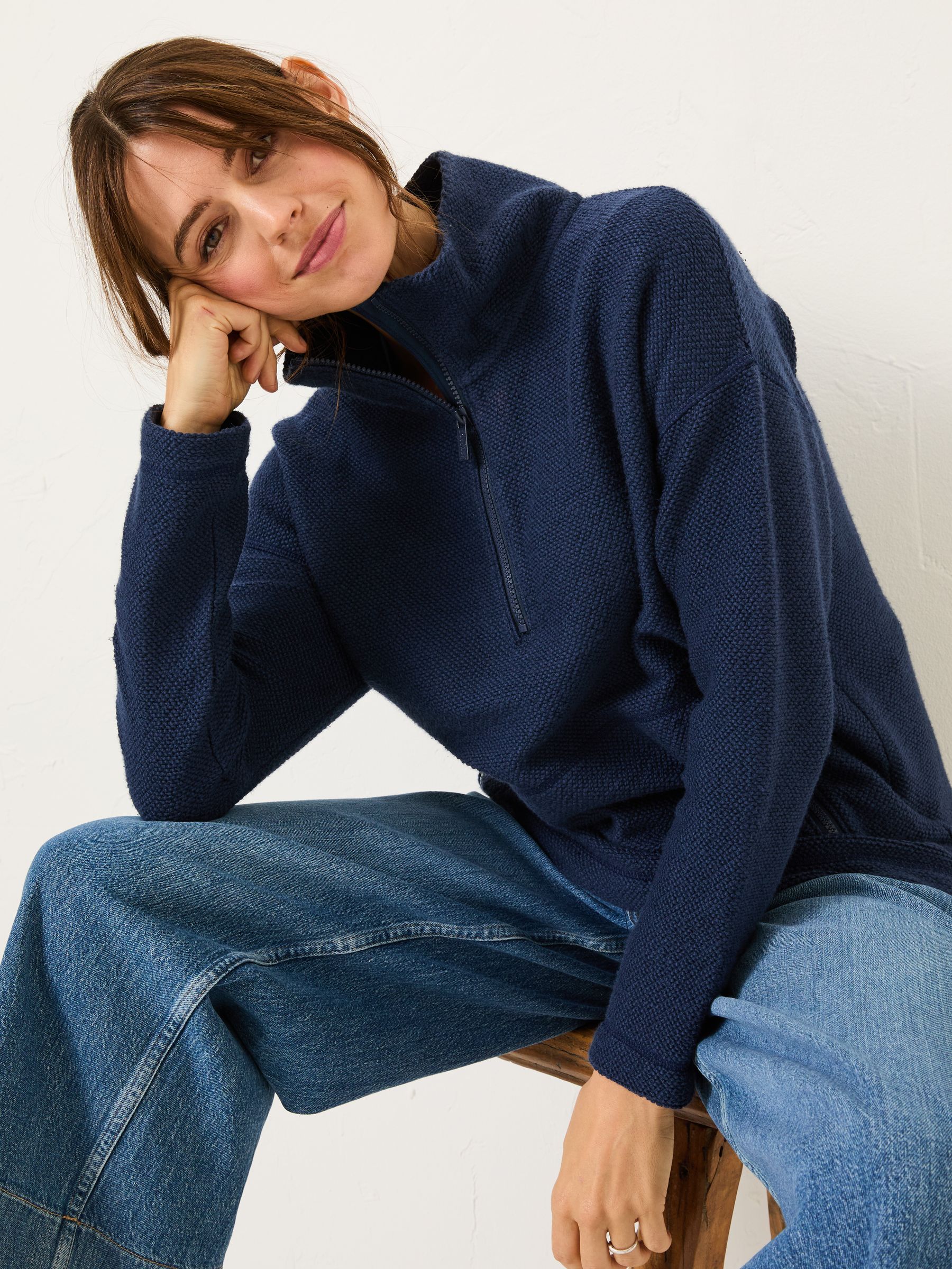 Navy Thea Half Neck Sweatshirt - Image 3 of 5