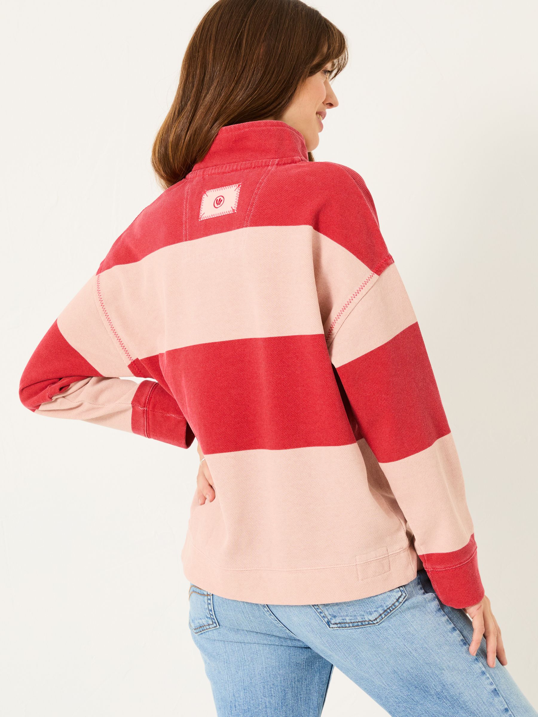 Airlie Pink Stripe Relaxed 100% Cotton Sweatshirt - Image 2 of 6