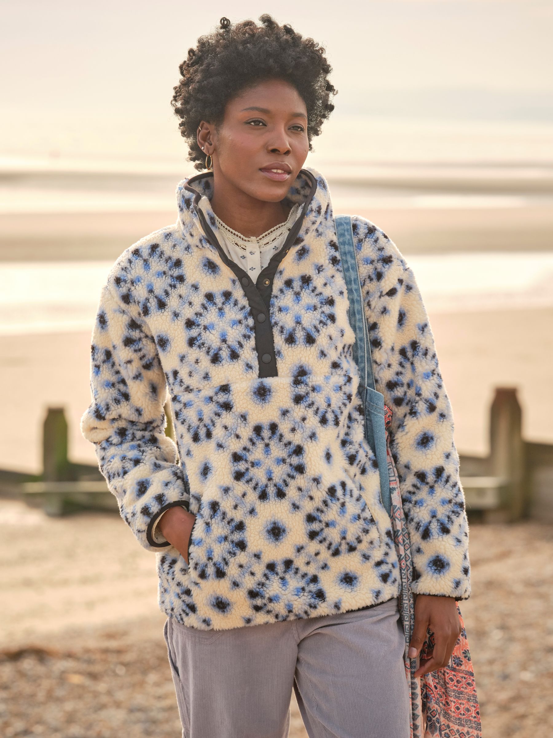 Ivory Batik Geo Overhead Fleece - Image 1 of 10