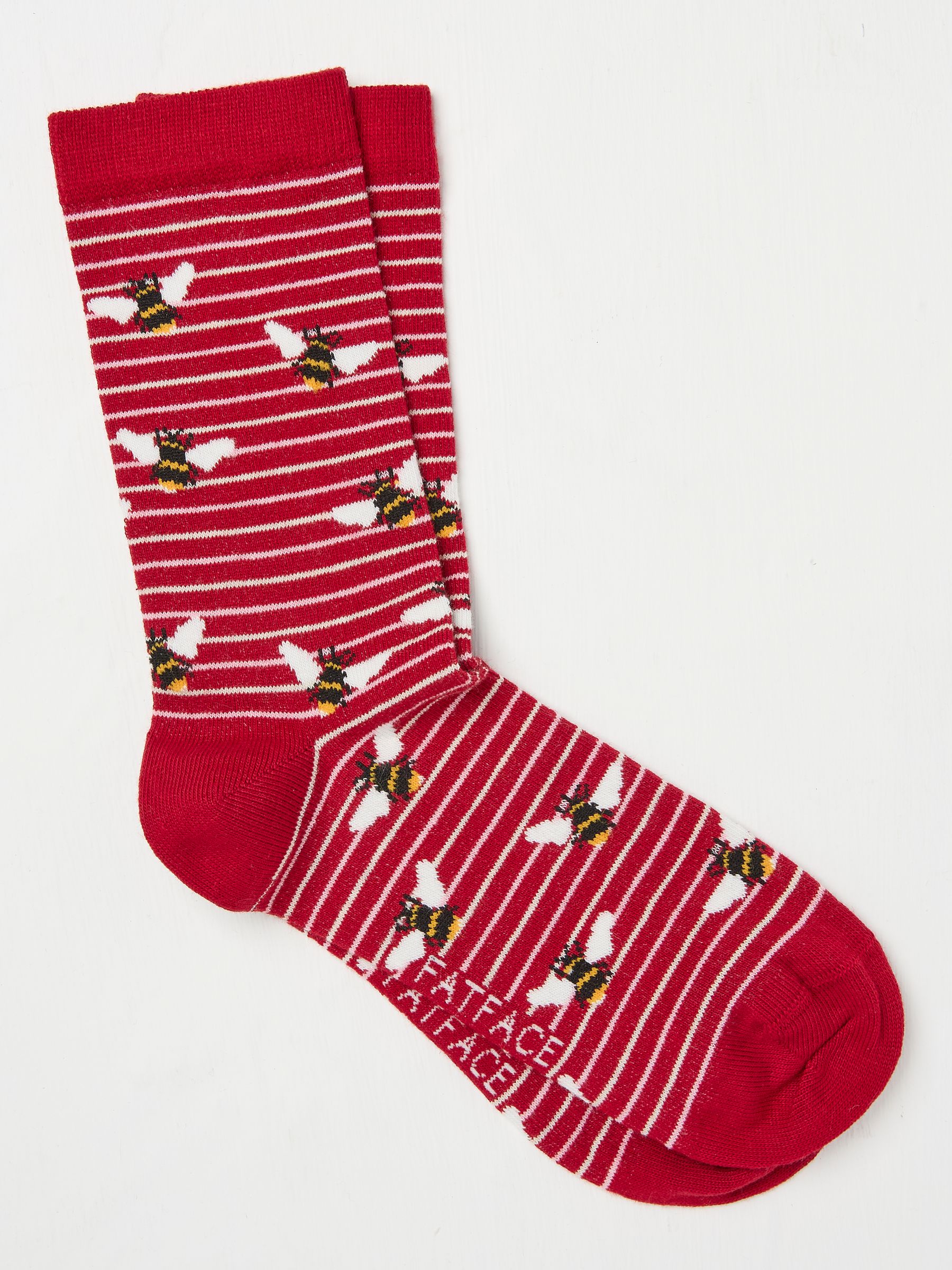 Red Womens Bee Stripe Socks 1 Pack - Image 1 of 2