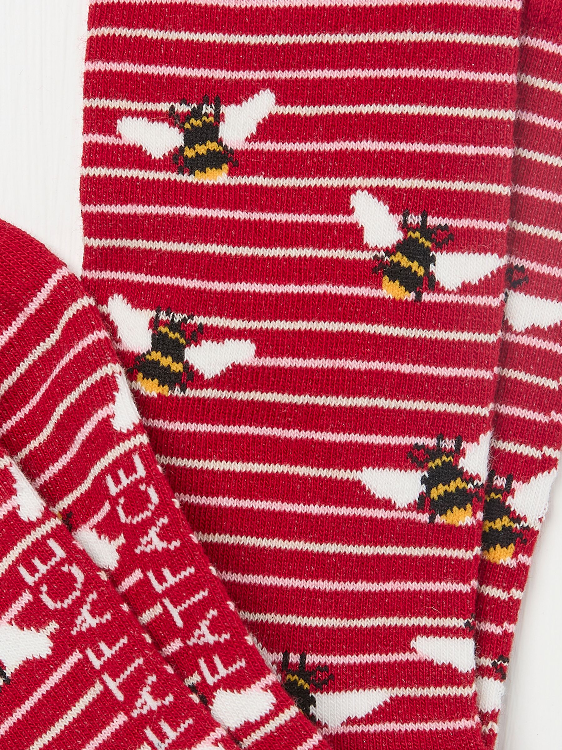 Red Womens Bee Stripe Socks 1 Pack - Image 2 of 2