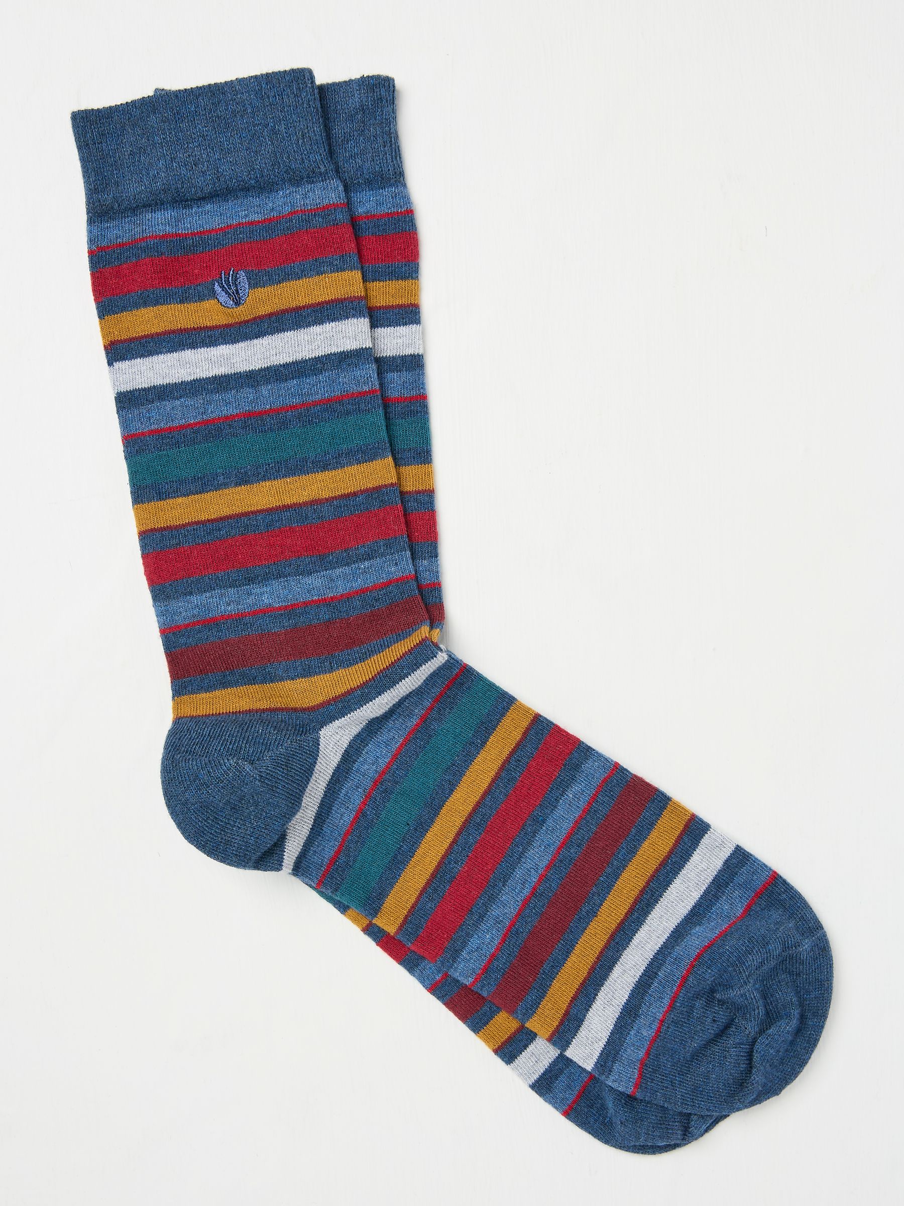 Abe Navy Mens Stripe Socks 1 Pack - Image 1 of 2