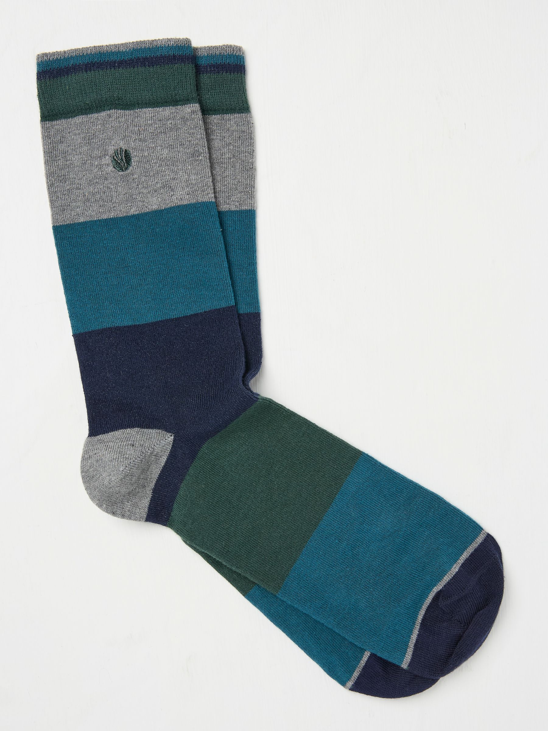Teal Blue Mens Stripe Leo Socks 1 Pack - Image 1 of 2