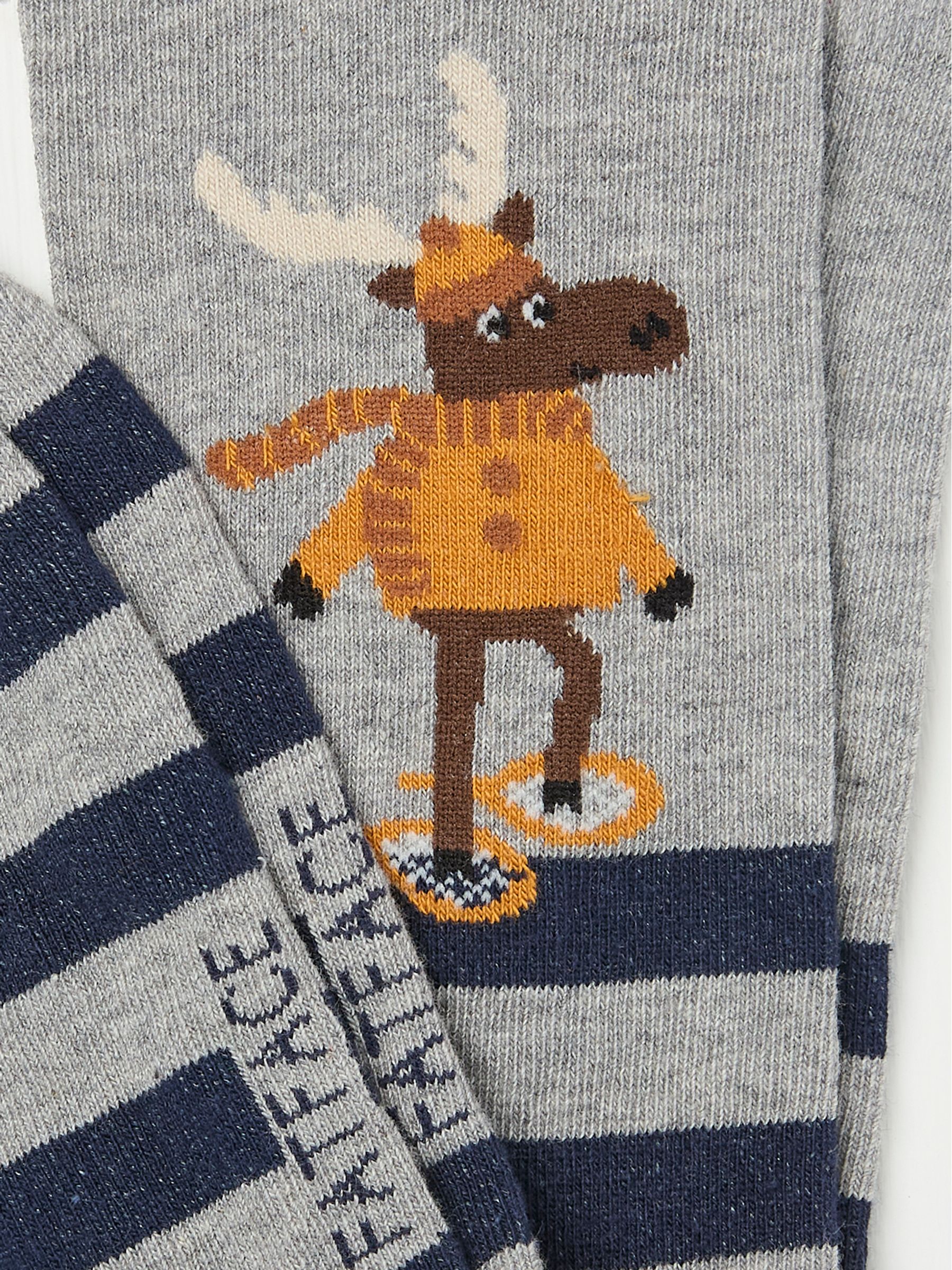 Grey Mens Moose Striped Socks 1 Pack - Image 2 of 2 Grey Mens Moose Striped Socks 1 Pack - Image 2 of 2