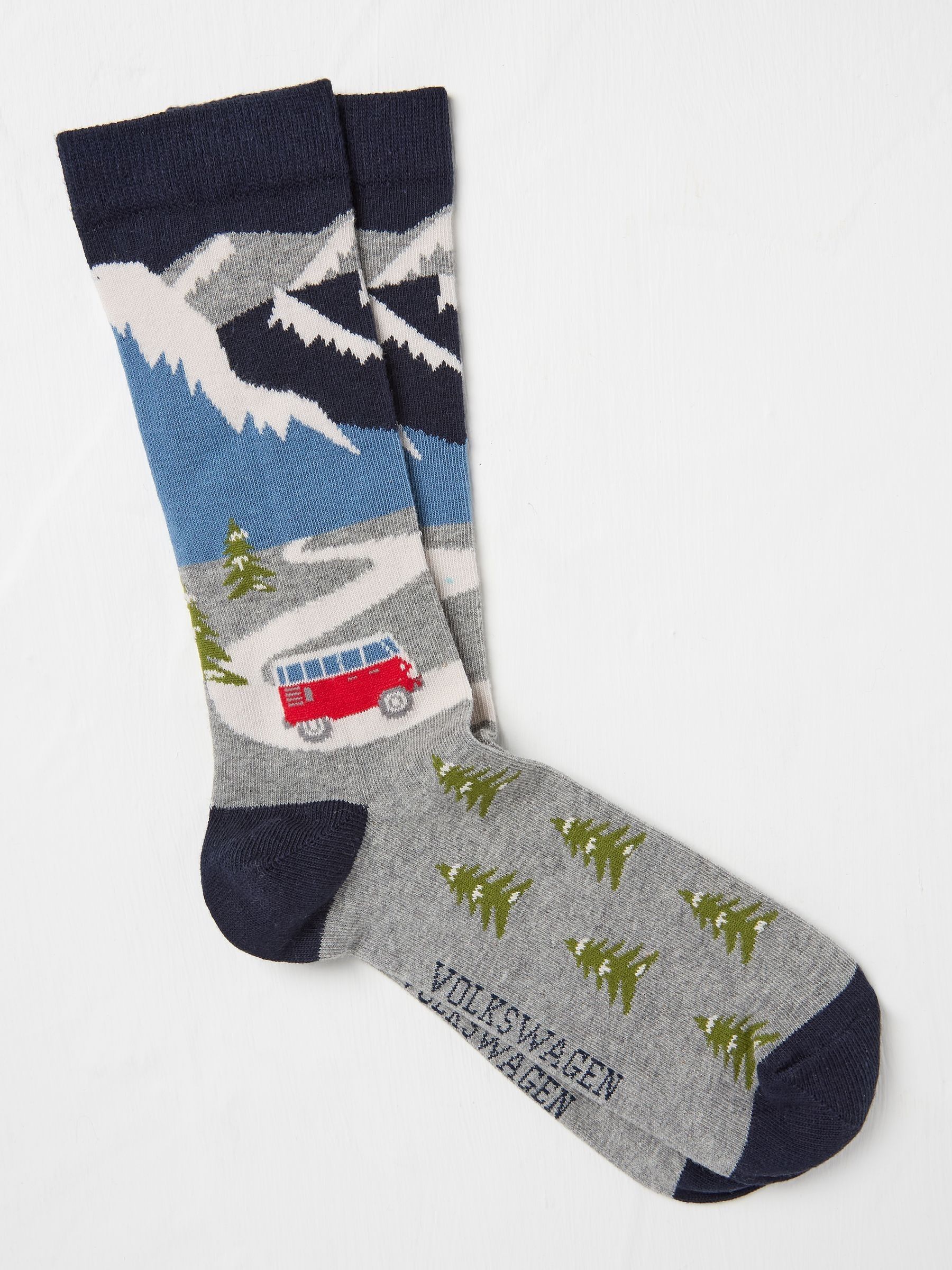 Grey Mens VW Campervan Scene Socks 1 Pack - Image 1 of 2