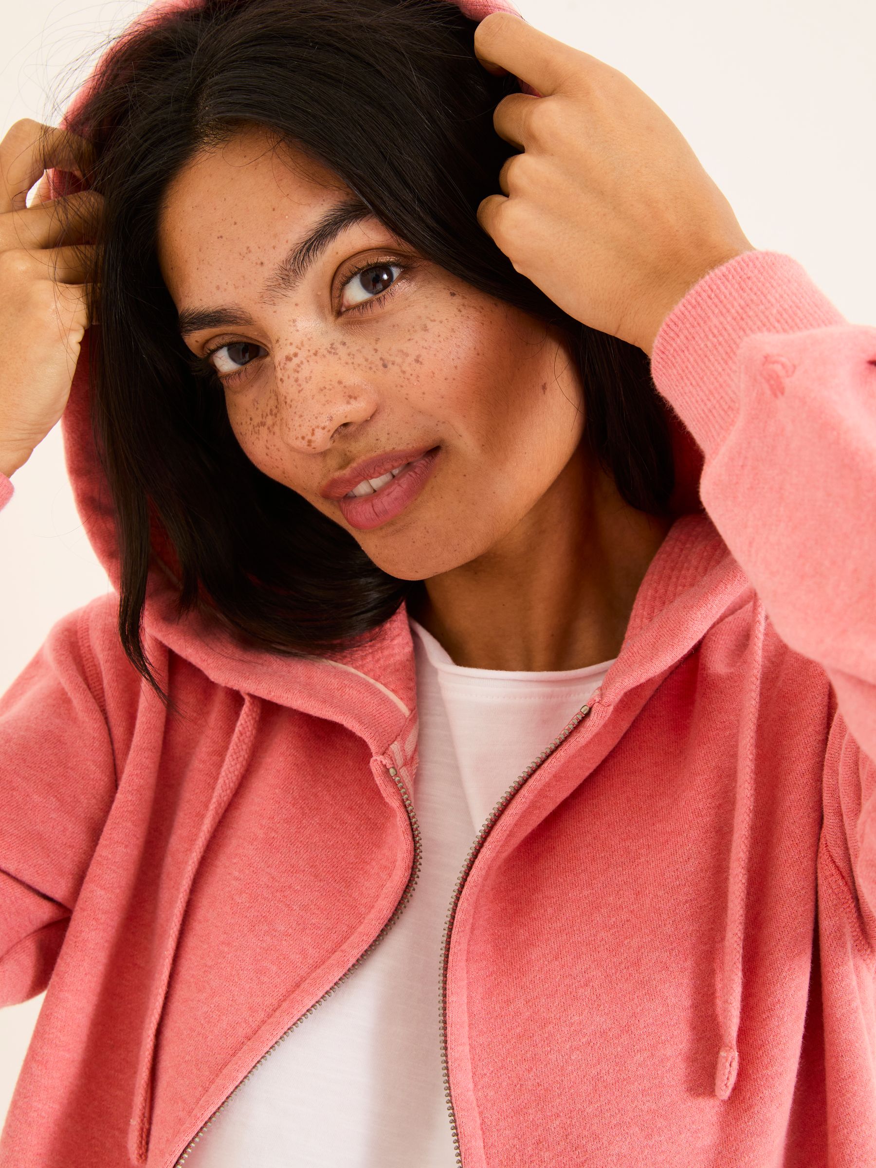Amy Blush Pink Zip Through Hoodie - Image 5 of 6