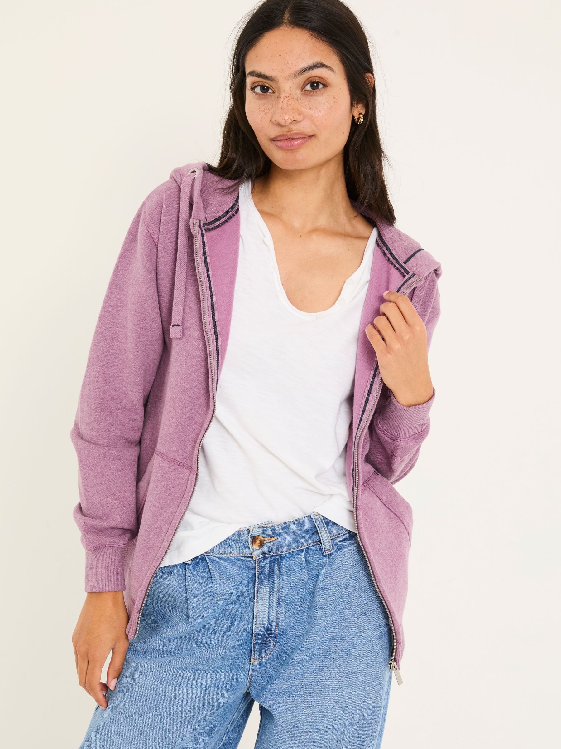 Amy Purple Marl Zip Through Hoodie - Image 1 of 5