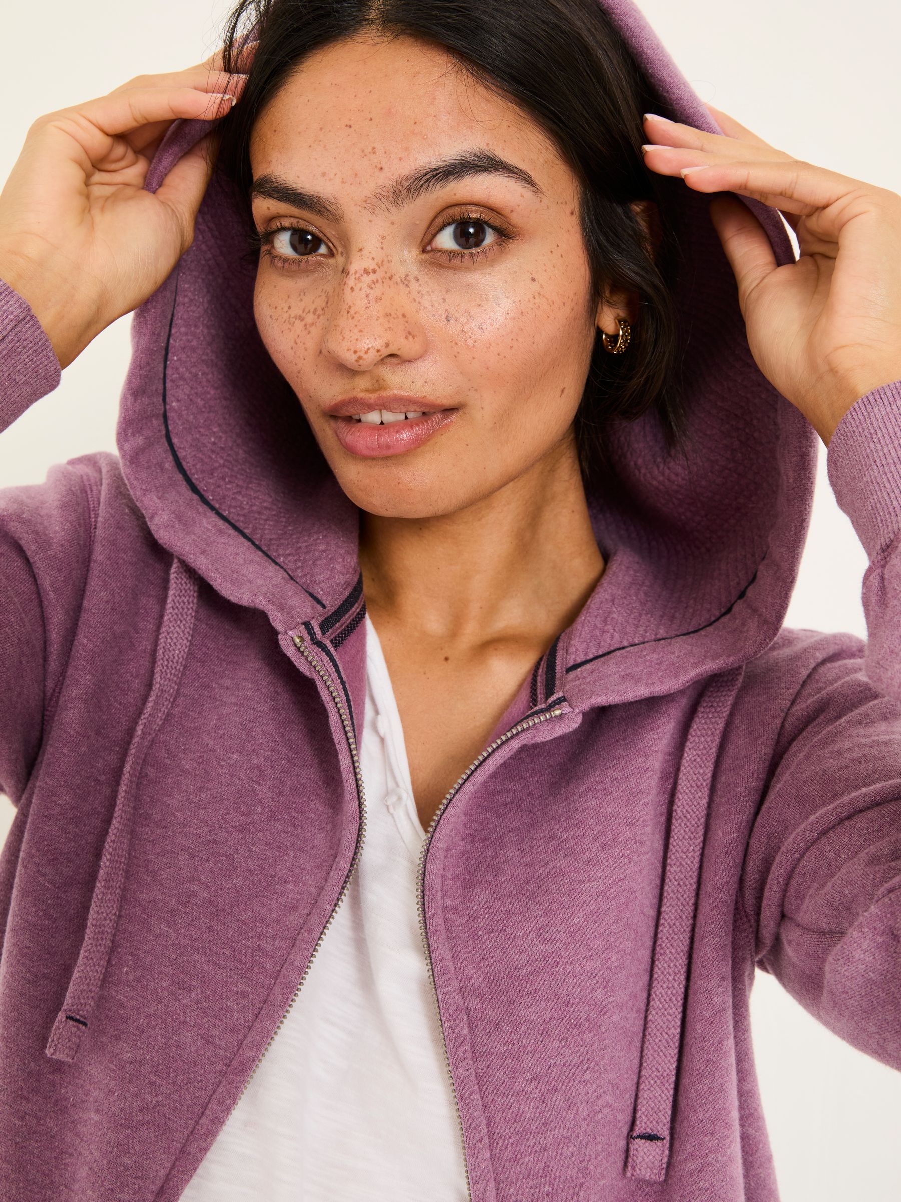 Amy Purple Marl Zip Through Hoodie - Image 3 of 5