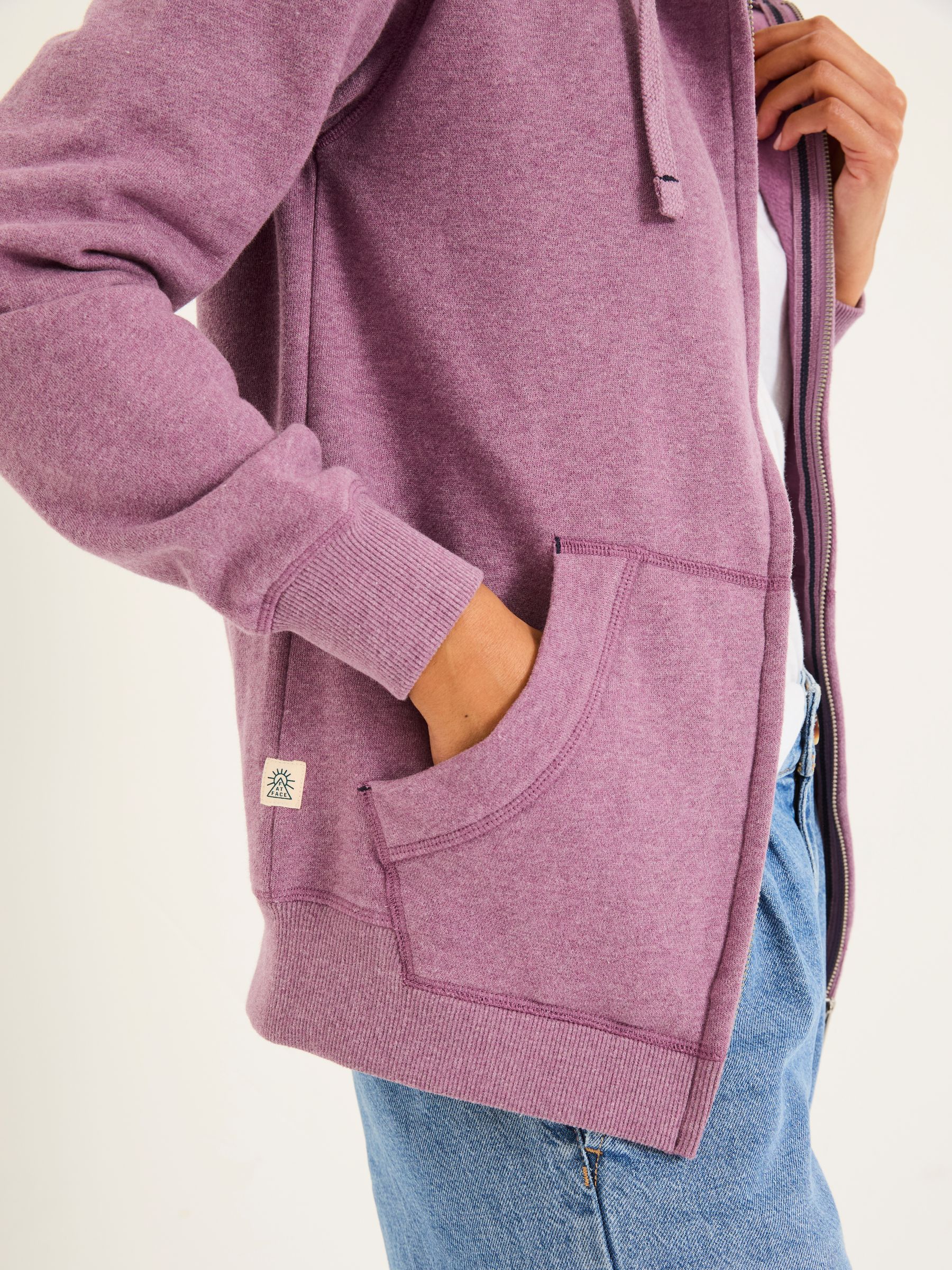 Amy Purple Marl Zip Through Hoodie - Image 4 of 5