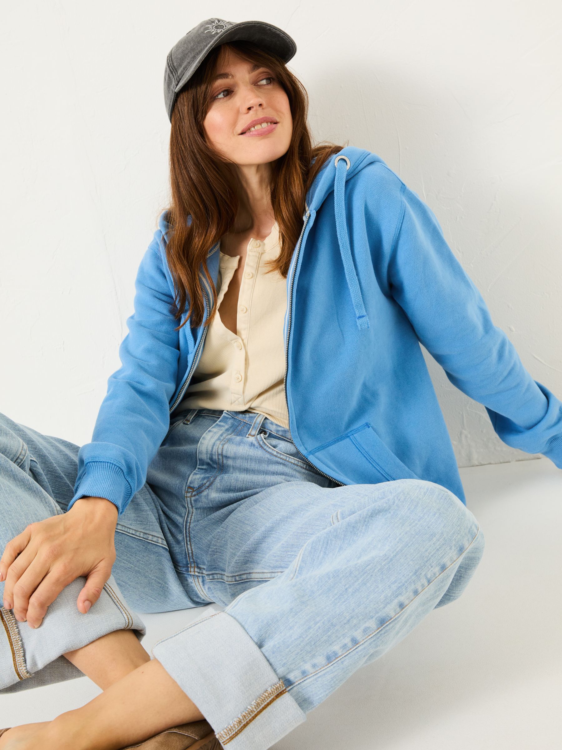 Amy Bright Blue Zip Through Hoodie - Image 3 of 6