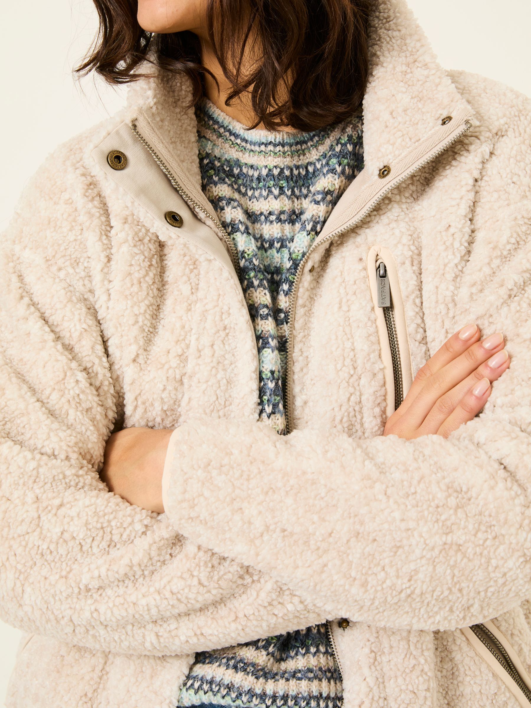 Hadley Oatmeal Zip Through Fleece Jacket | FatFace