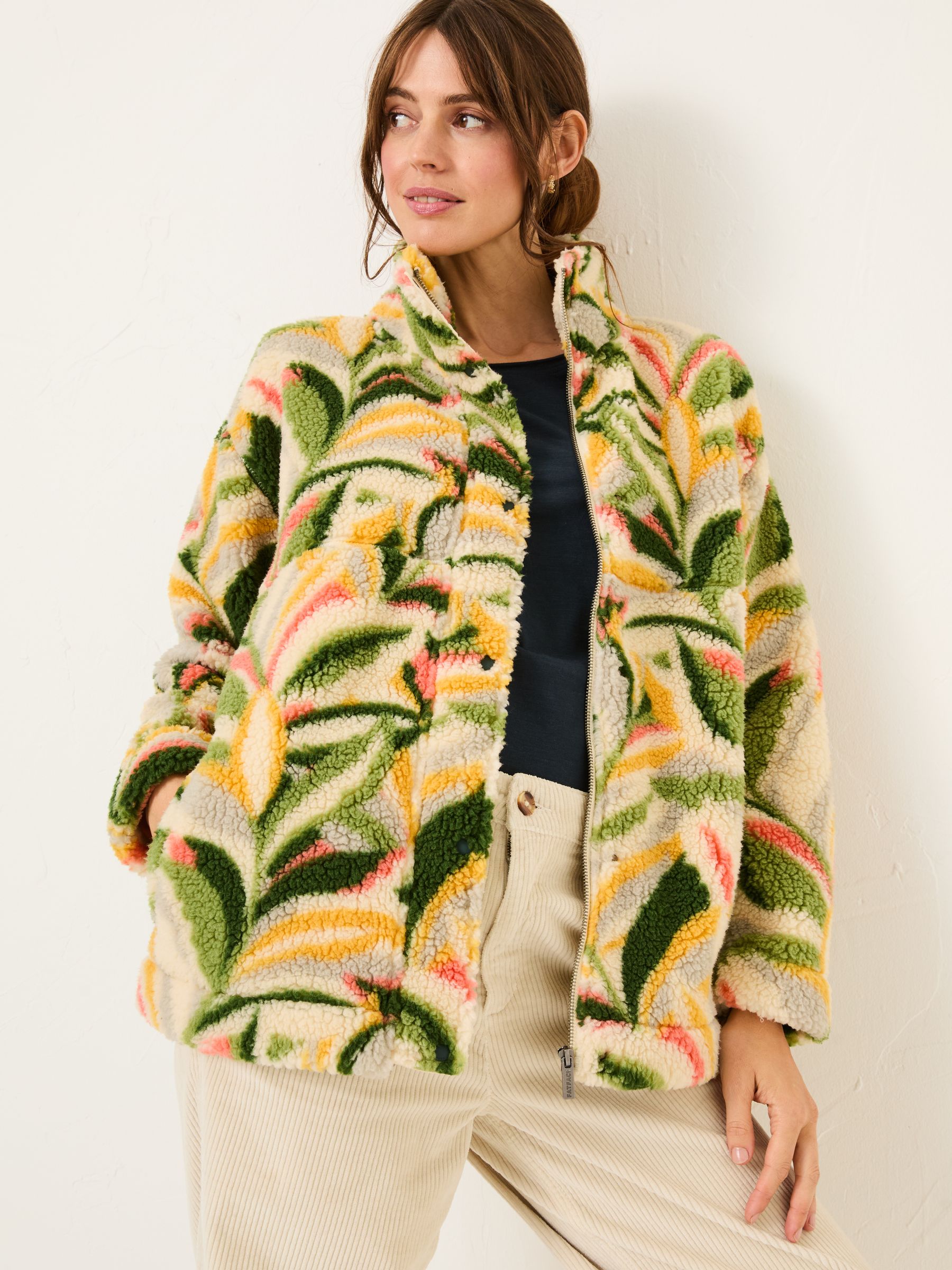 Natural Jungle Leaves Fleece Jacket - Image 2 of 7