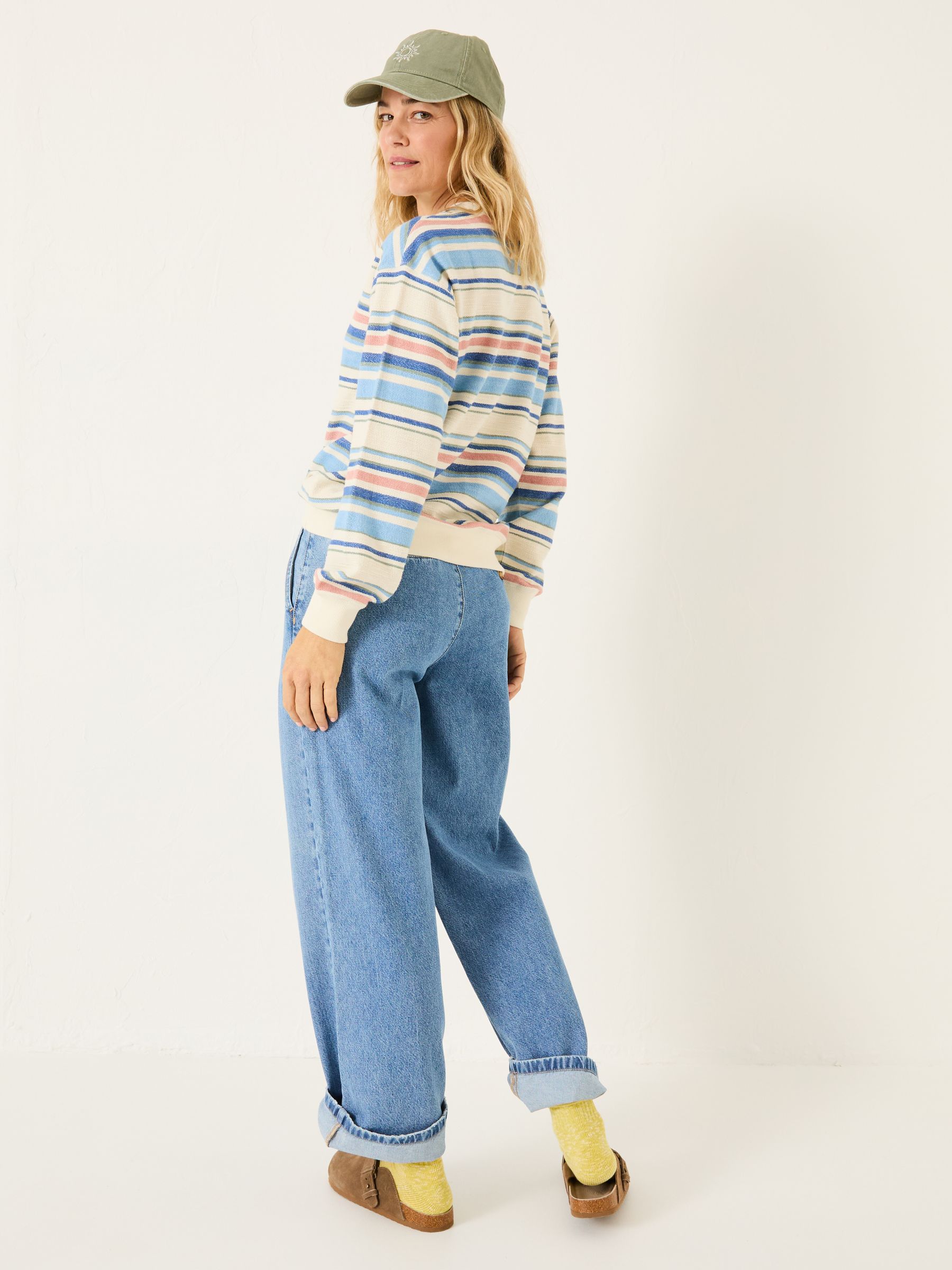 Natural 100% Cotton Georgia Stripe Crew Sweater - Image 2 of 9