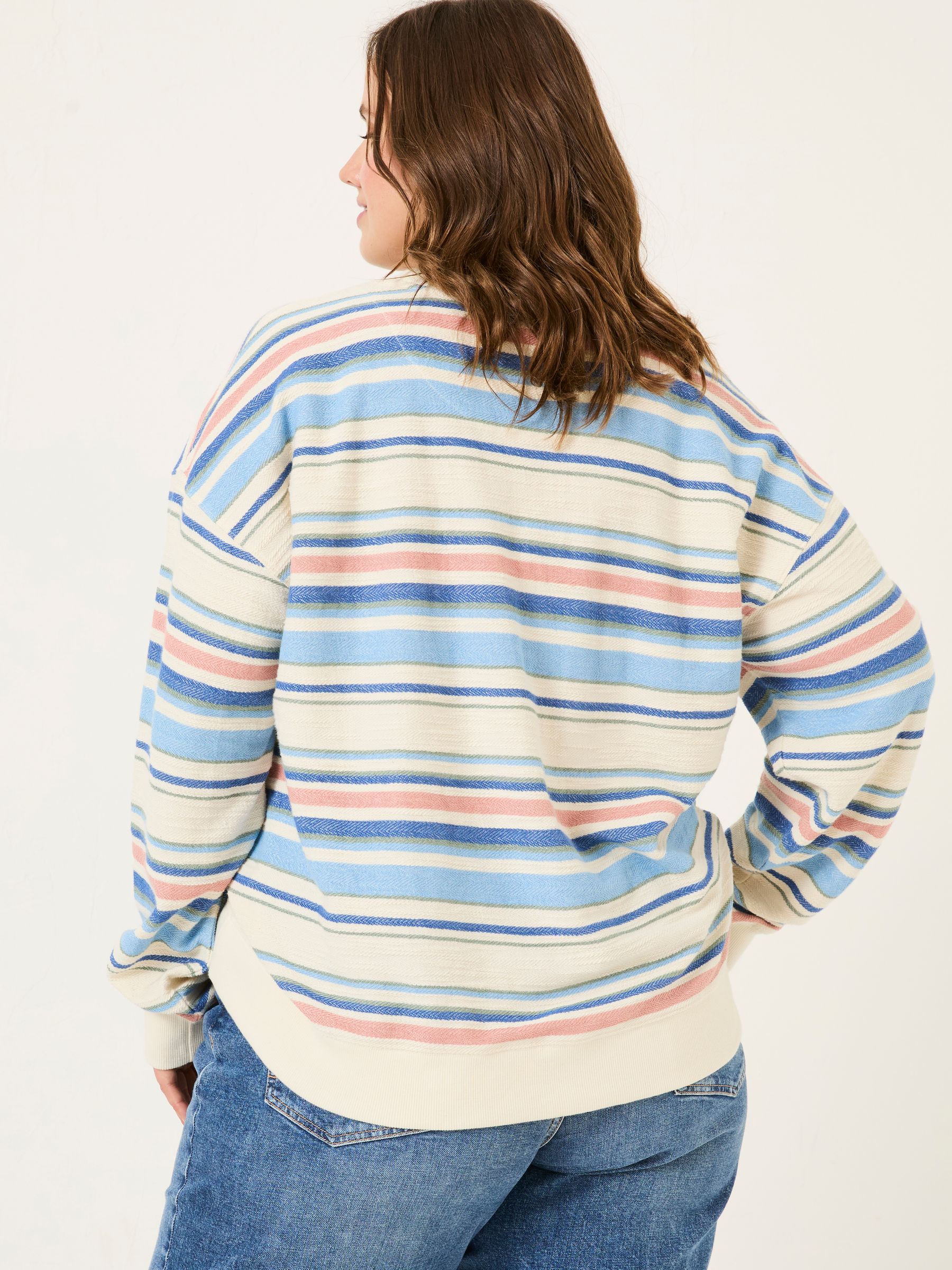 Natural 100% Cotton Georgia Stripe Crew Sweater - Image 8 of 9