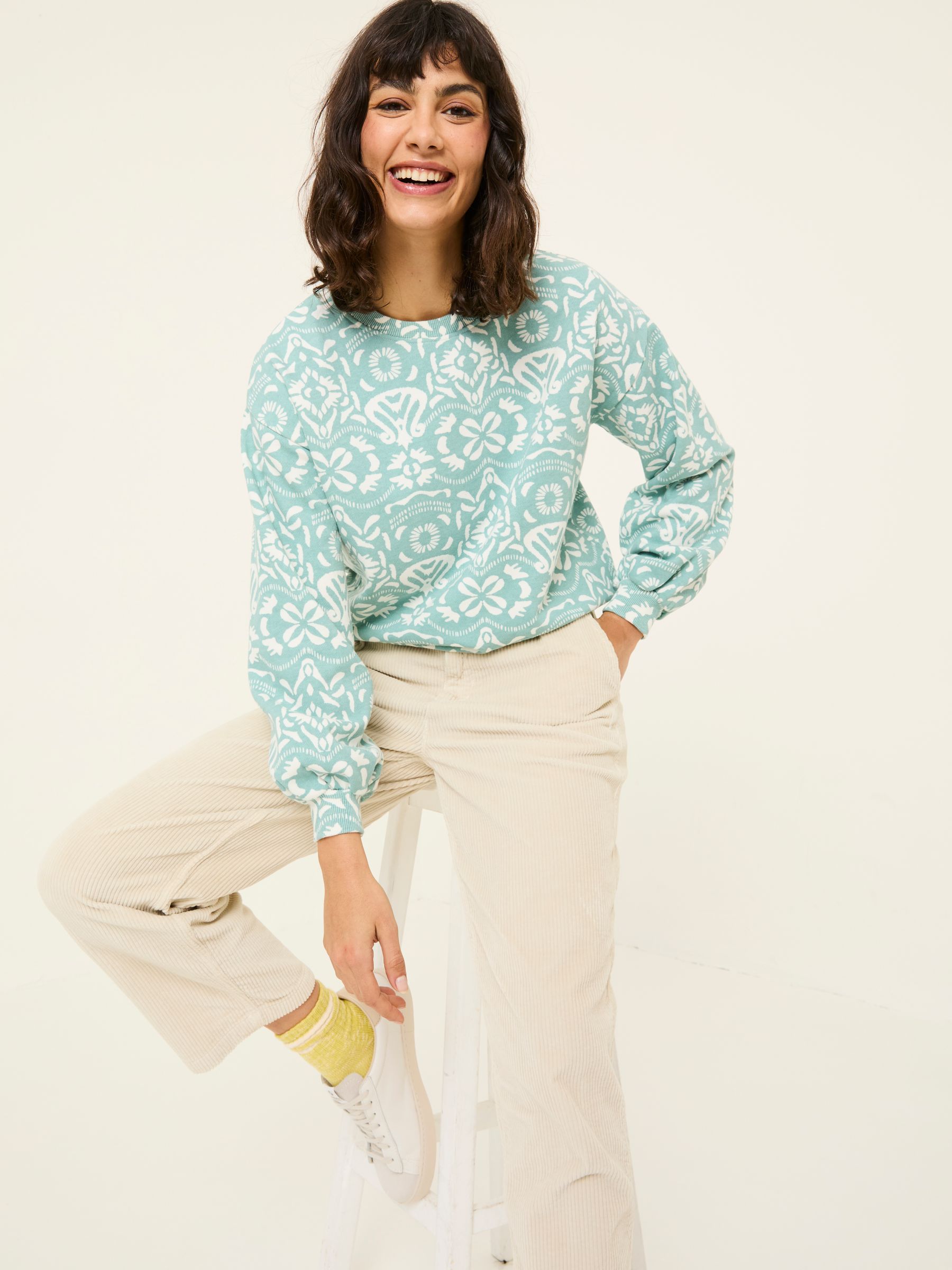 Alex Jade Green Batik Geo Crew Sweatshirt - Image 3 of 10
