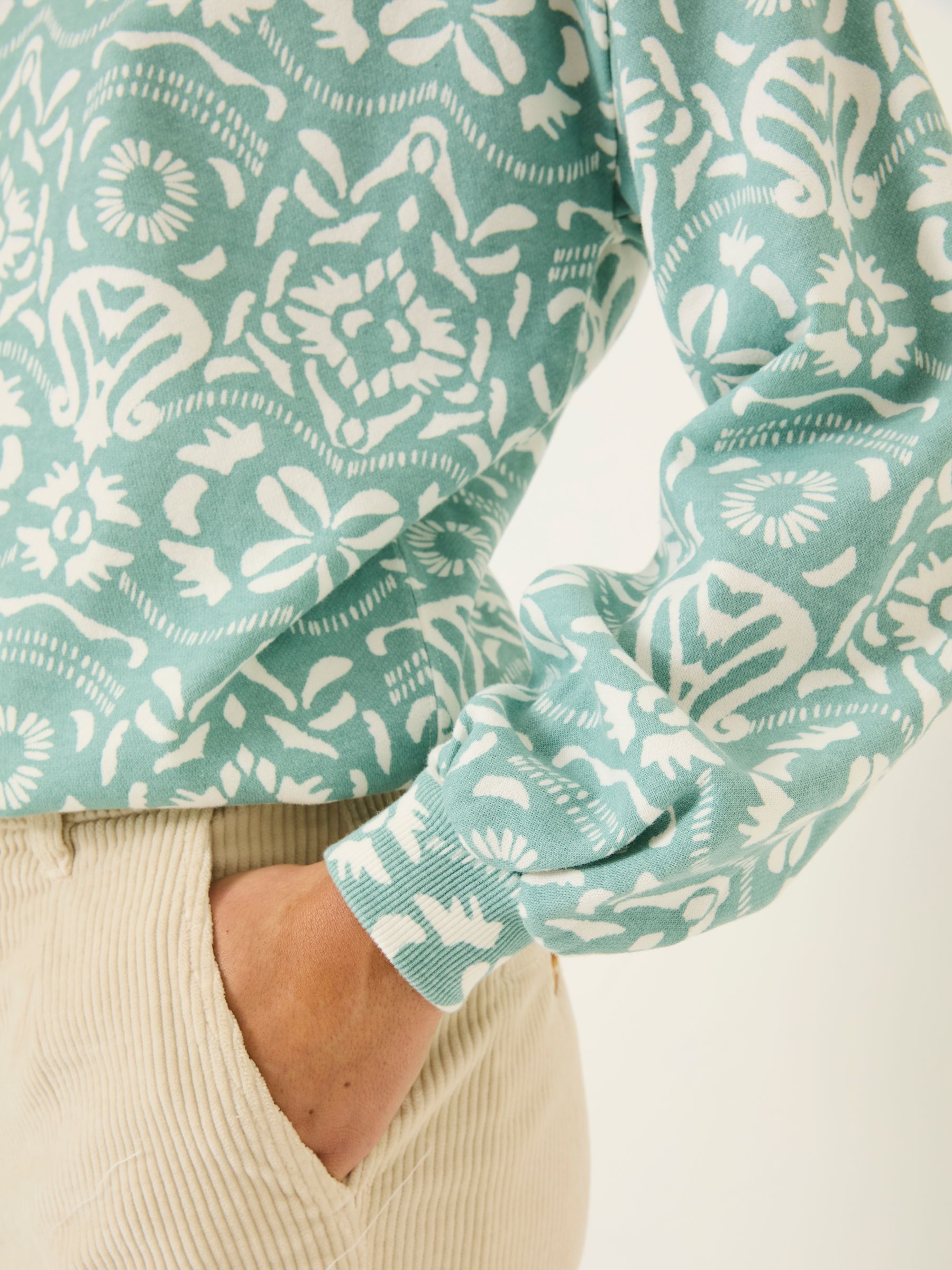 Alex Jade Green Batik Geo Crew Sweatshirt - Image 5 of 10