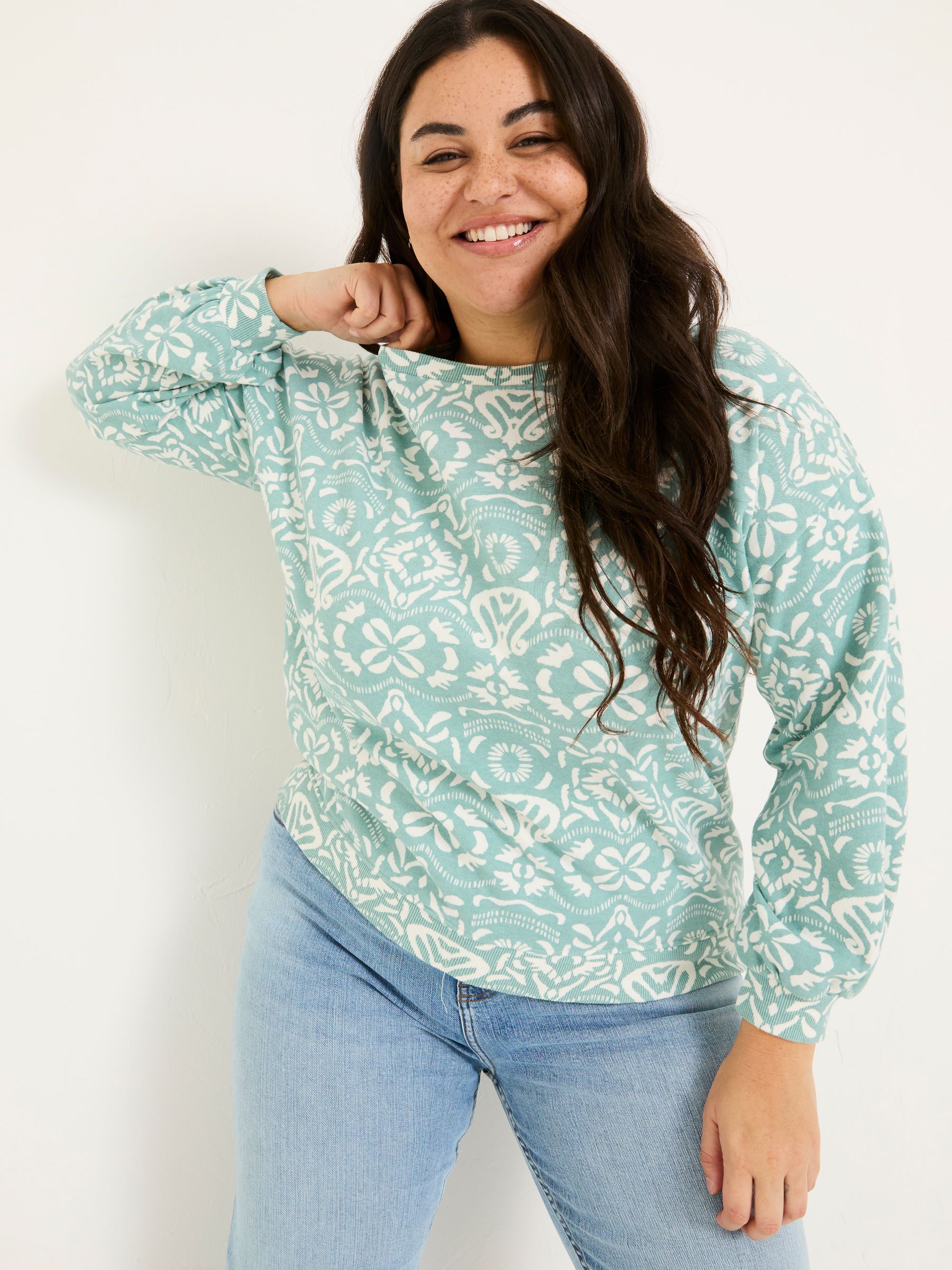Alex Jade Green Batik Geo Crew Sweatshirt - Image 6 of 10