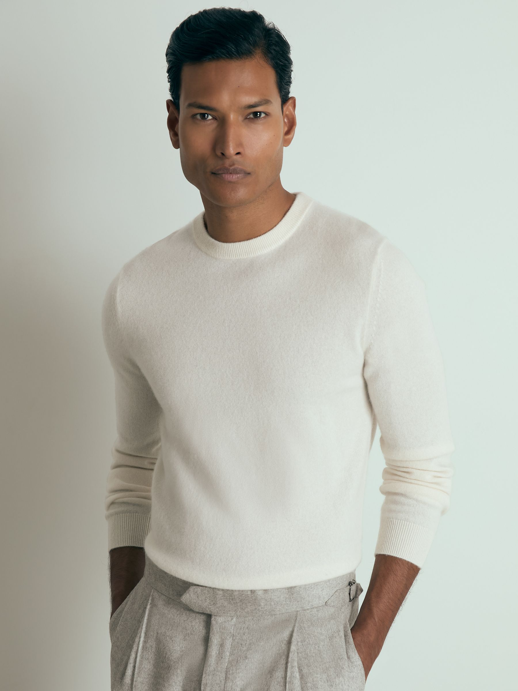 Atelier Cashmere Crew-Neck Jumper in White - Image 1 of 6