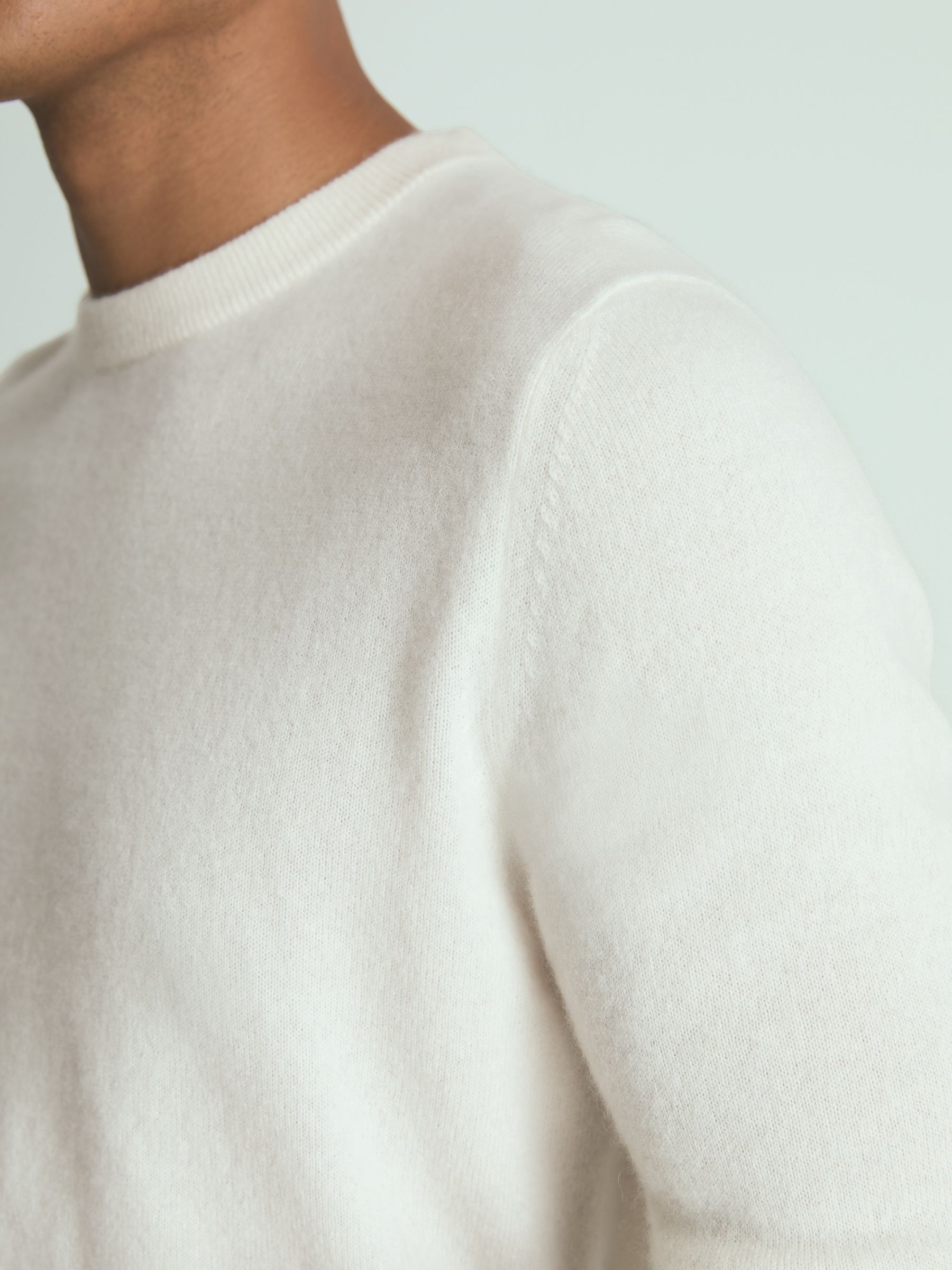 Atelier Cashmere Crew-Neck Jumper in White - Image 3 of 6